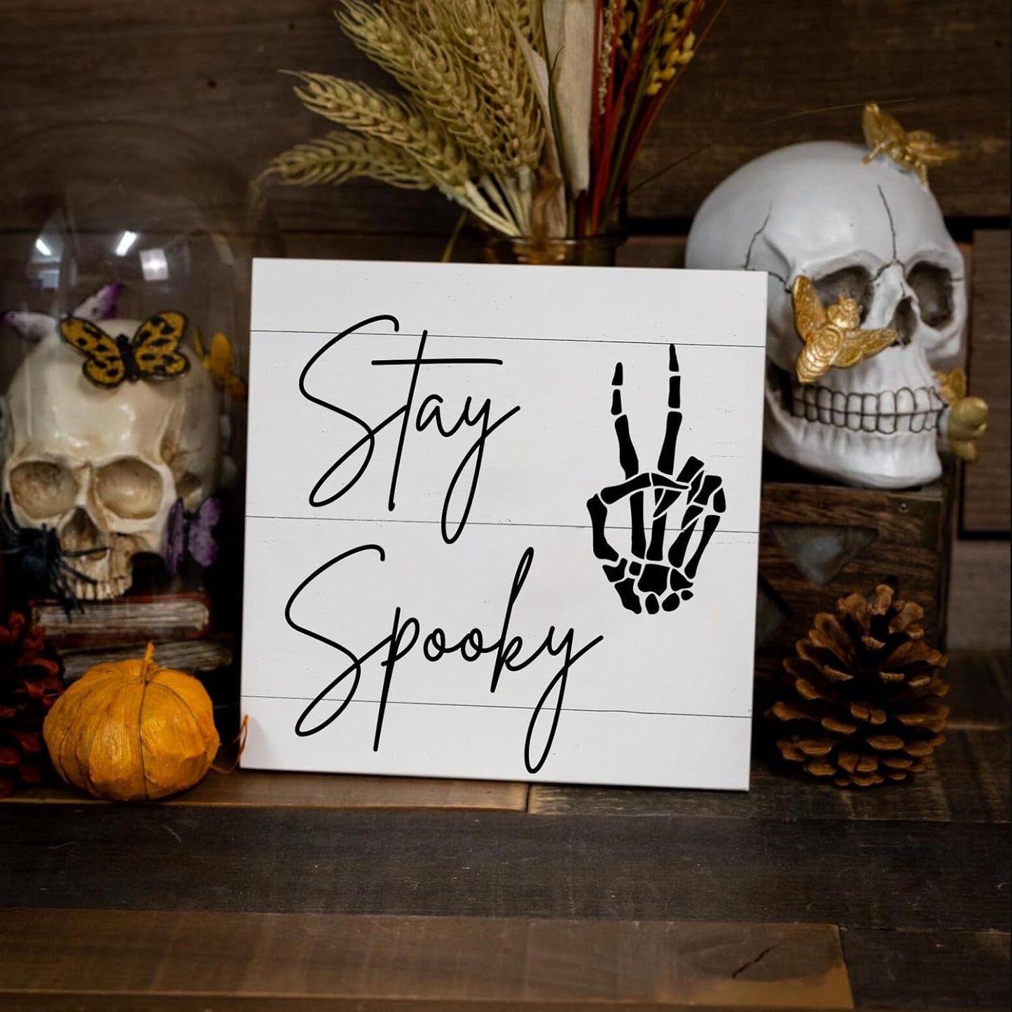 Halloween Stencils for Door Mats Welcome Ghost Stencil Reusable Stay Spooky Halloween Stencils for Painting on Wood Sign Doormats Fabrics DIY Crafts Decor