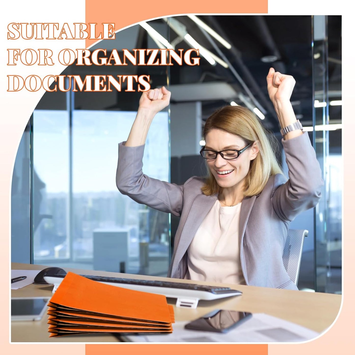 24 Pcs Classification Folders Letter Size, Back to School Supply for Teacher, Student, 3 Dividers Pressboard File Folder Bulk with 2 Fasteners, 3.5 Inch Expanding File Organizer (Orange)