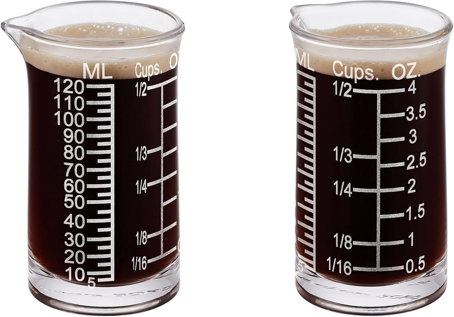 Ackers 4oz Etching Scale Glass Measuring Cup – Shot Glass with Ounce,Ml,Cups Markings for Kitchen & Bar