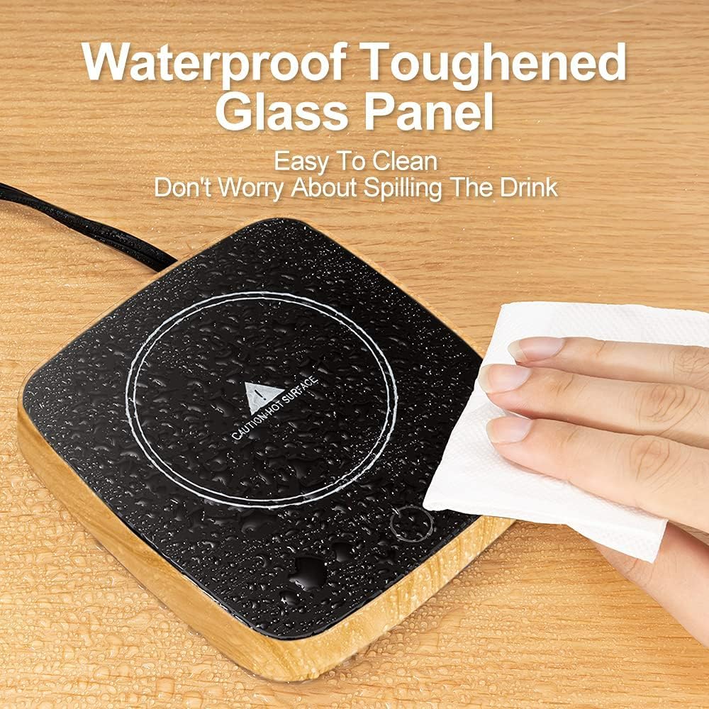 Coffee Mug Warmer Waterproof Smart Cup Warmer with 3 Temperature Setting for Warming & Heating Coffee, Beverage, Milk, Tea and Hot Chocolate (Wood Grain)