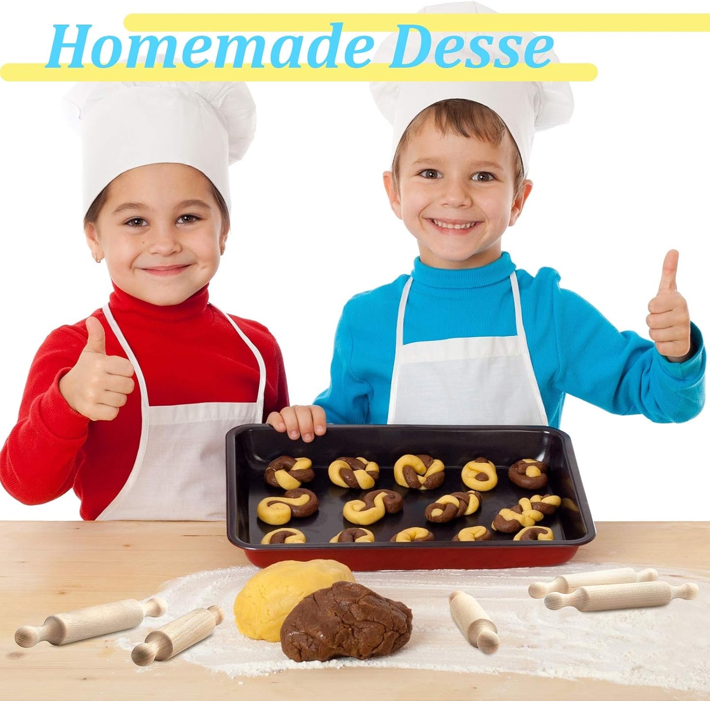 Suclain 15 Pcs Wooden Mini Rolling Pin Long Kitchen Baking Small Dough Rolling Pin for Children Fondant Pastry Pizza Crafting and Imaginative Play for Halloween and Christmas Presents (7 Inches)