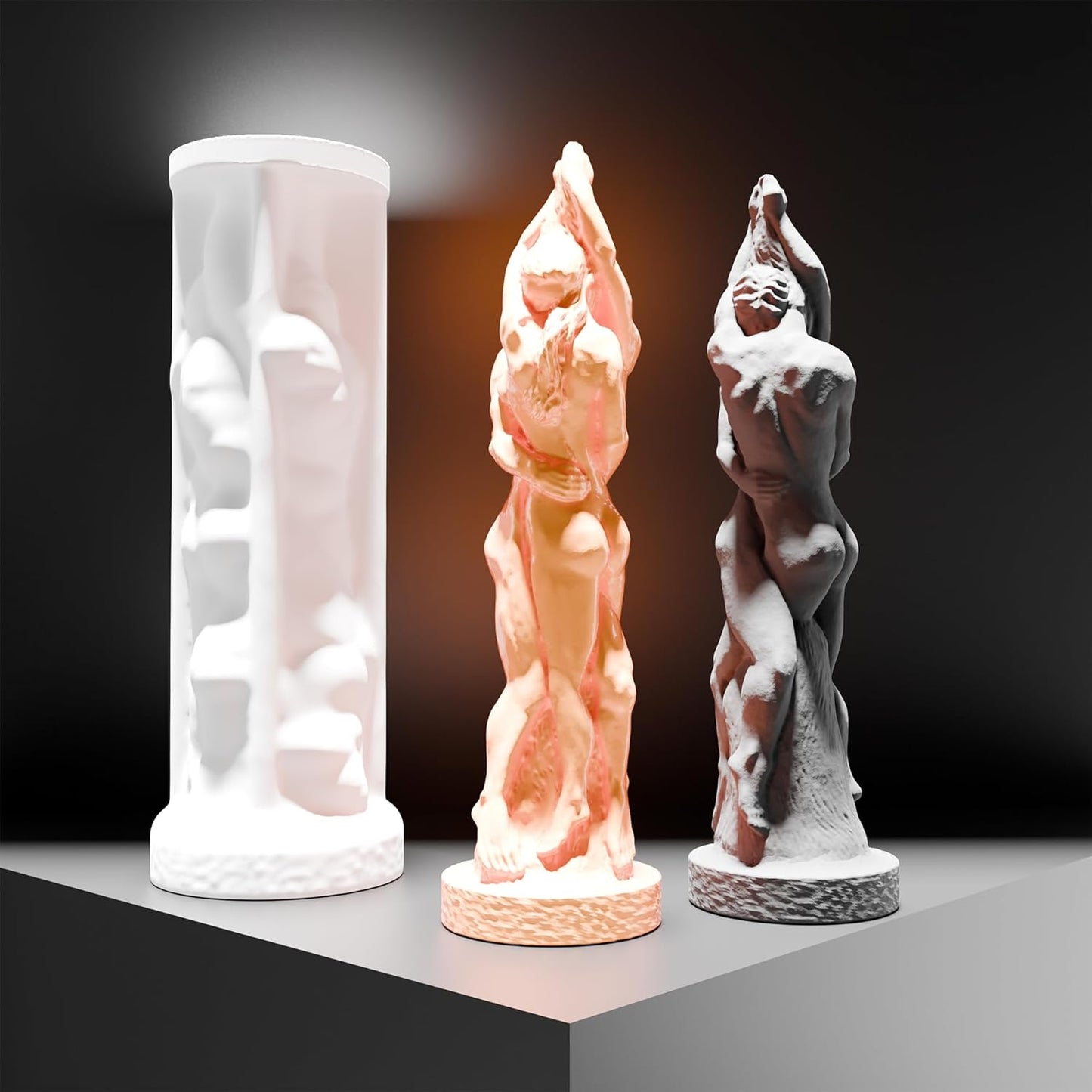 Couple Resin Mold Couple Portrait Silicone Wave Spiral Candle Mold - Silicone Resin Casting Molds for Candle & Resin & Soap Craft Supplies