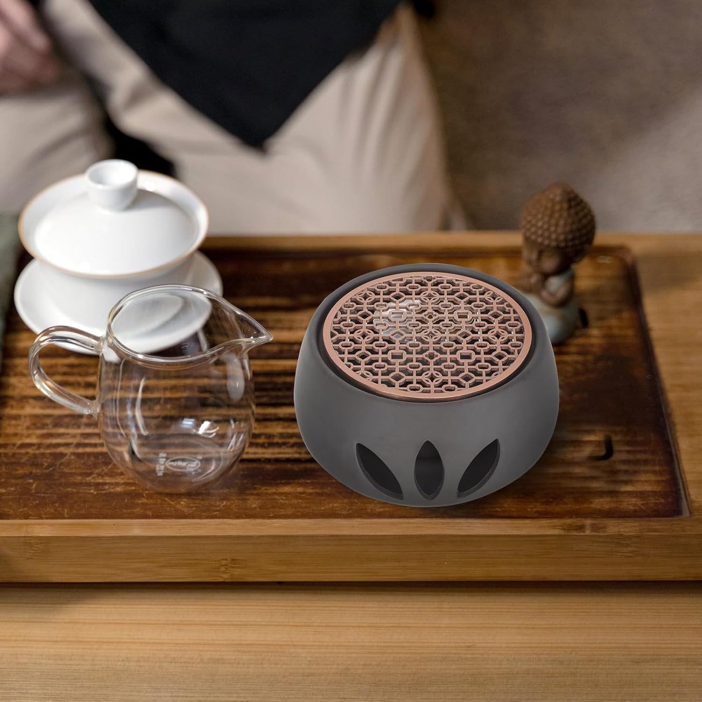 Ceramic Tea Pot Warmer Heater Set - Japanese Pottery Teapot Warmer Base With Light Candle Holder - Stove Warmer for Coffee Cup and Tea Set