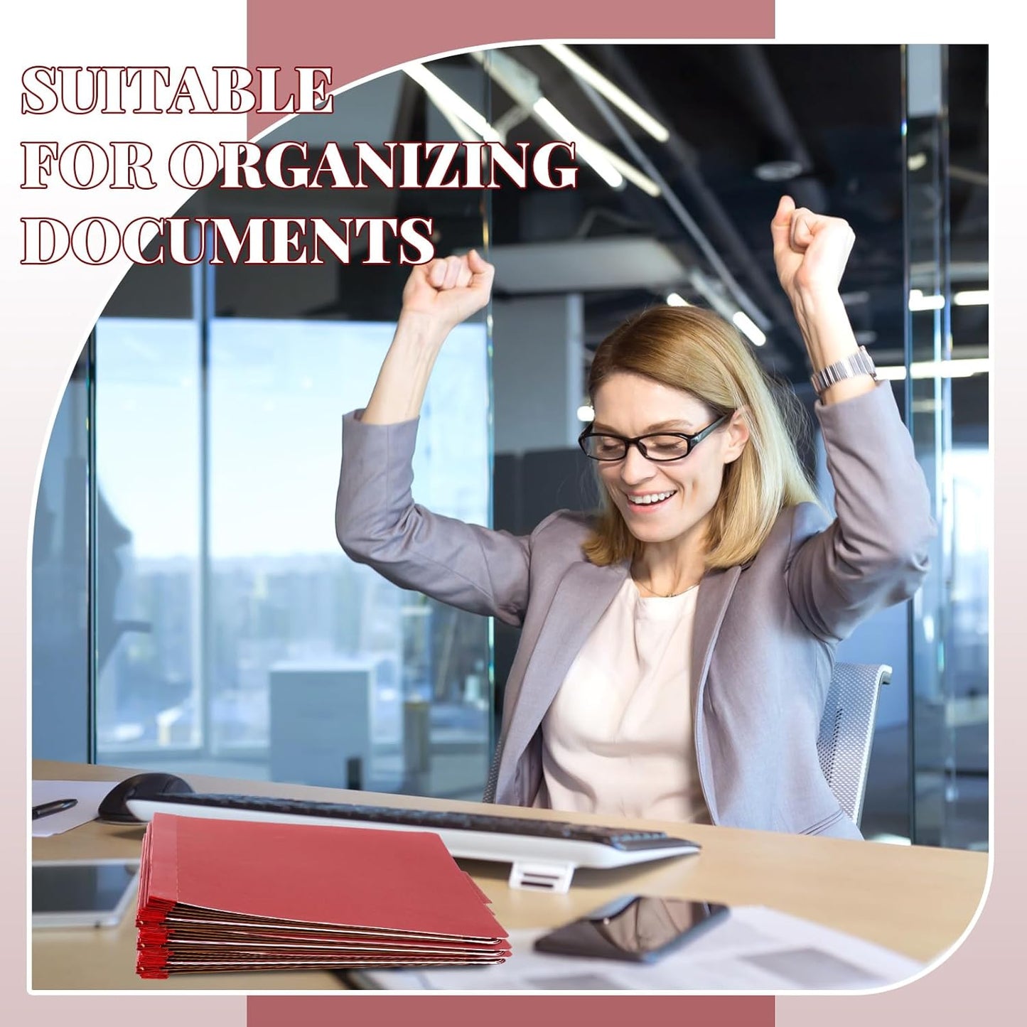 72 Pcs Classification Folders Letter Size, Back to School Supply for Teacher, Student, 3 Dividers Pressboard File Folder Bulk with 2 Fasteners, 3.5 Inch Expanding File Organizer (Red)