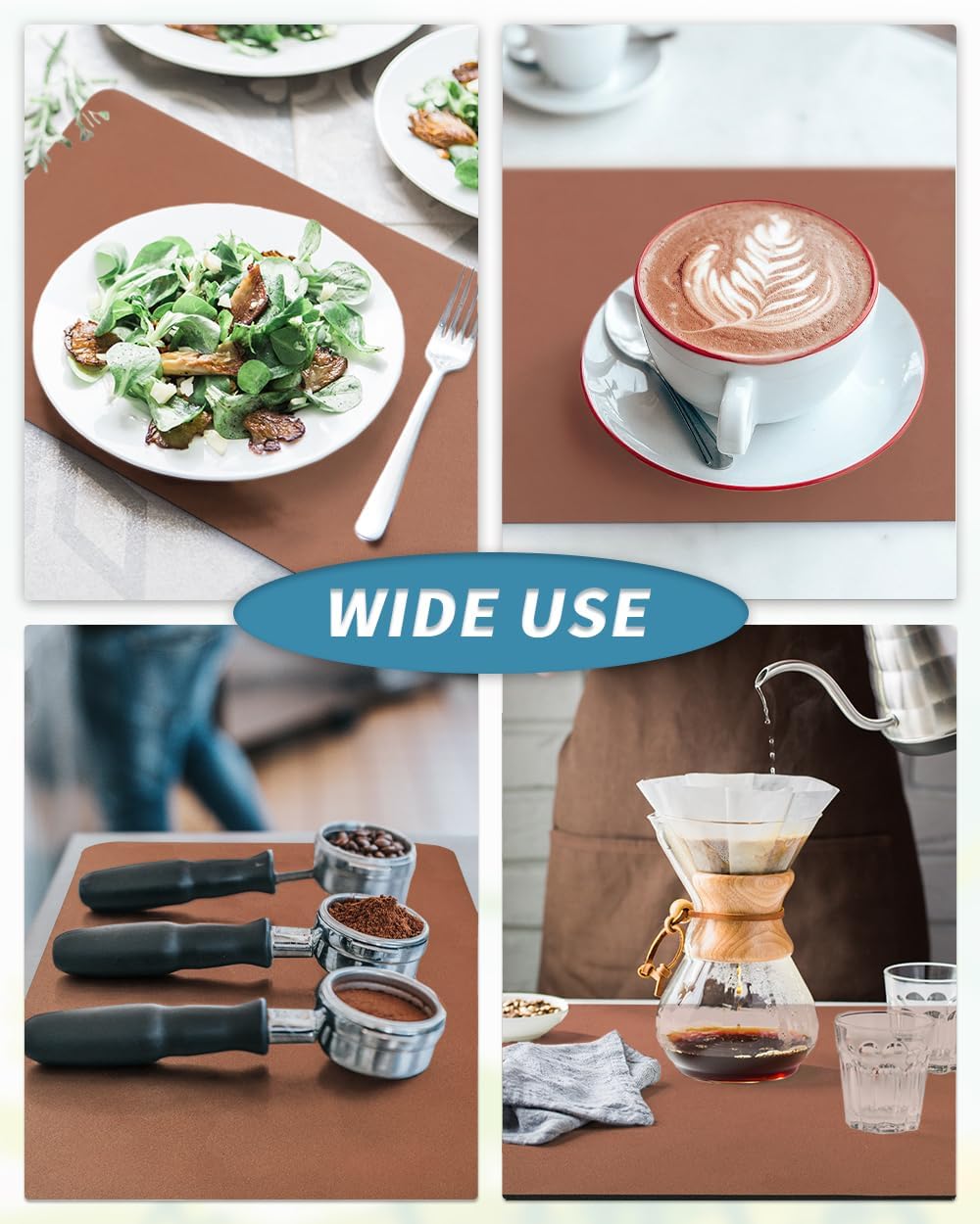 AMOAMI Coffee Mat Hide Stain Rubber Backed Absorbent Dish Drying Mat - Dark Grey, Blue, 17''x31.5''