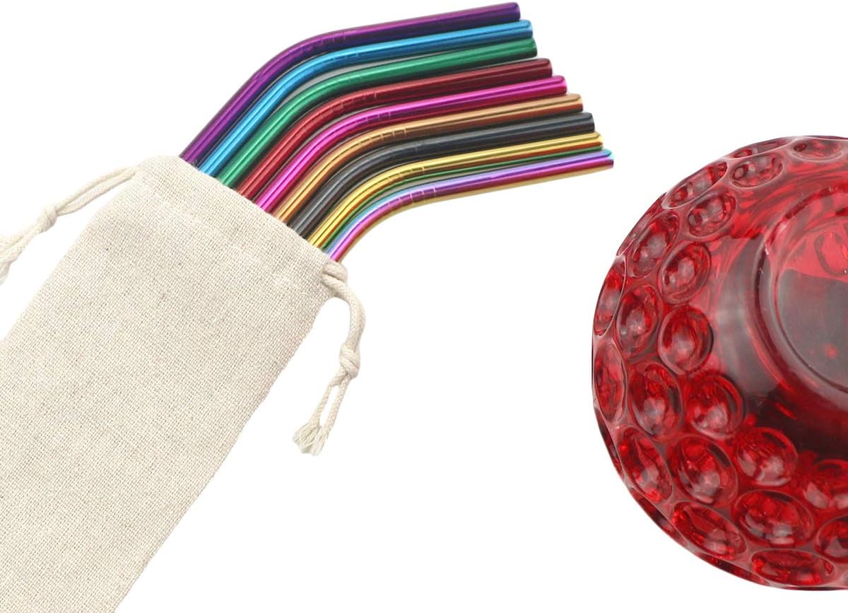 Gugrida Metal Straws Stainless Steel Straws 8.5" Drinking Straws Reusable 3 Set - Ultra Long Muti Color-Cleaning Brush for 20/30 Oz for Trail Tumblers Yeti RTIC SIC Ozark (2 Straight|1 Bent|1 Brush)