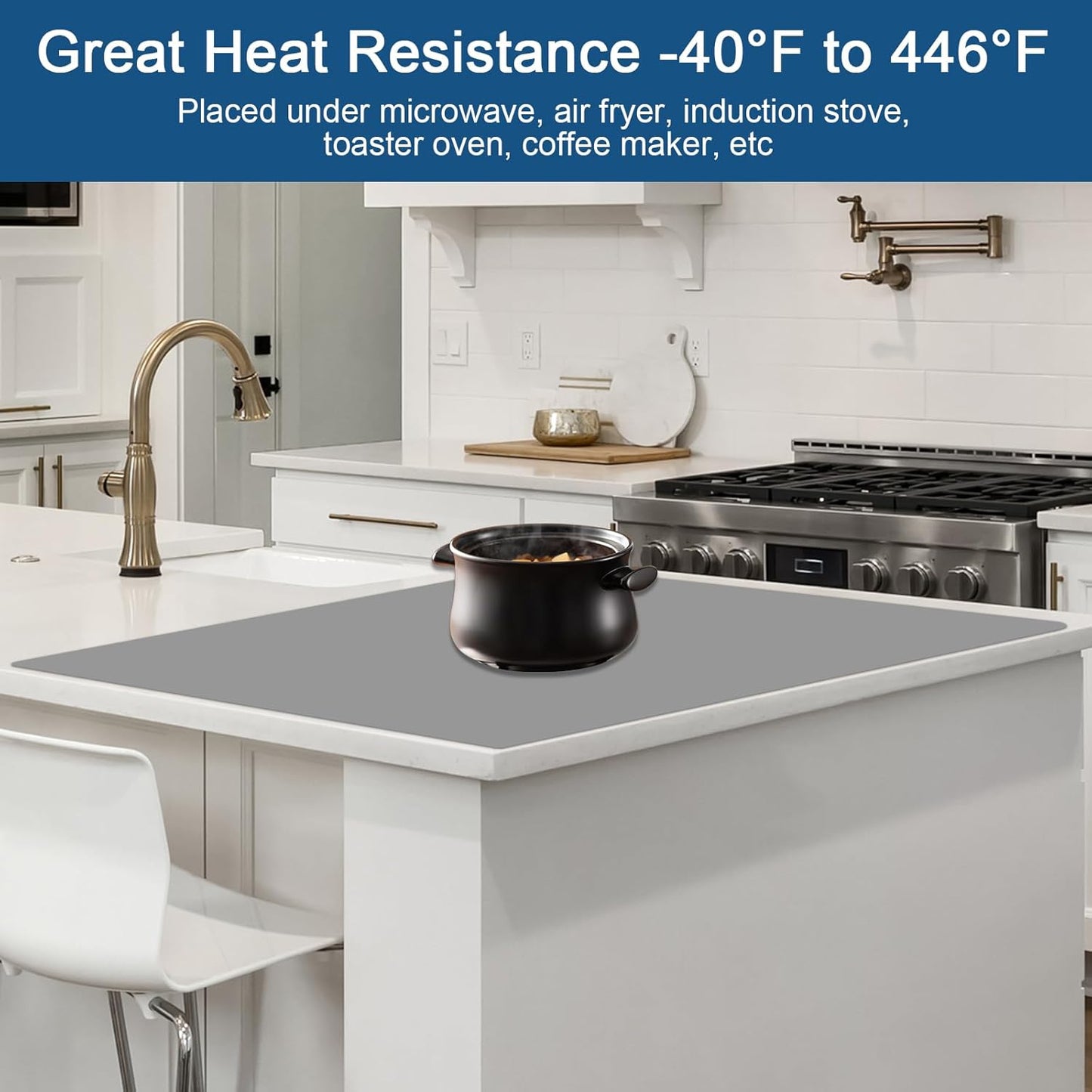 47.2''x23.6''(120cmx60cm) Large Silicone Mat for Kitchen Counter, Non-Slip Heat Resistant Countertop Protector, Waterproof Silicone Craft Mat for Kitchen Island, Translucent Red