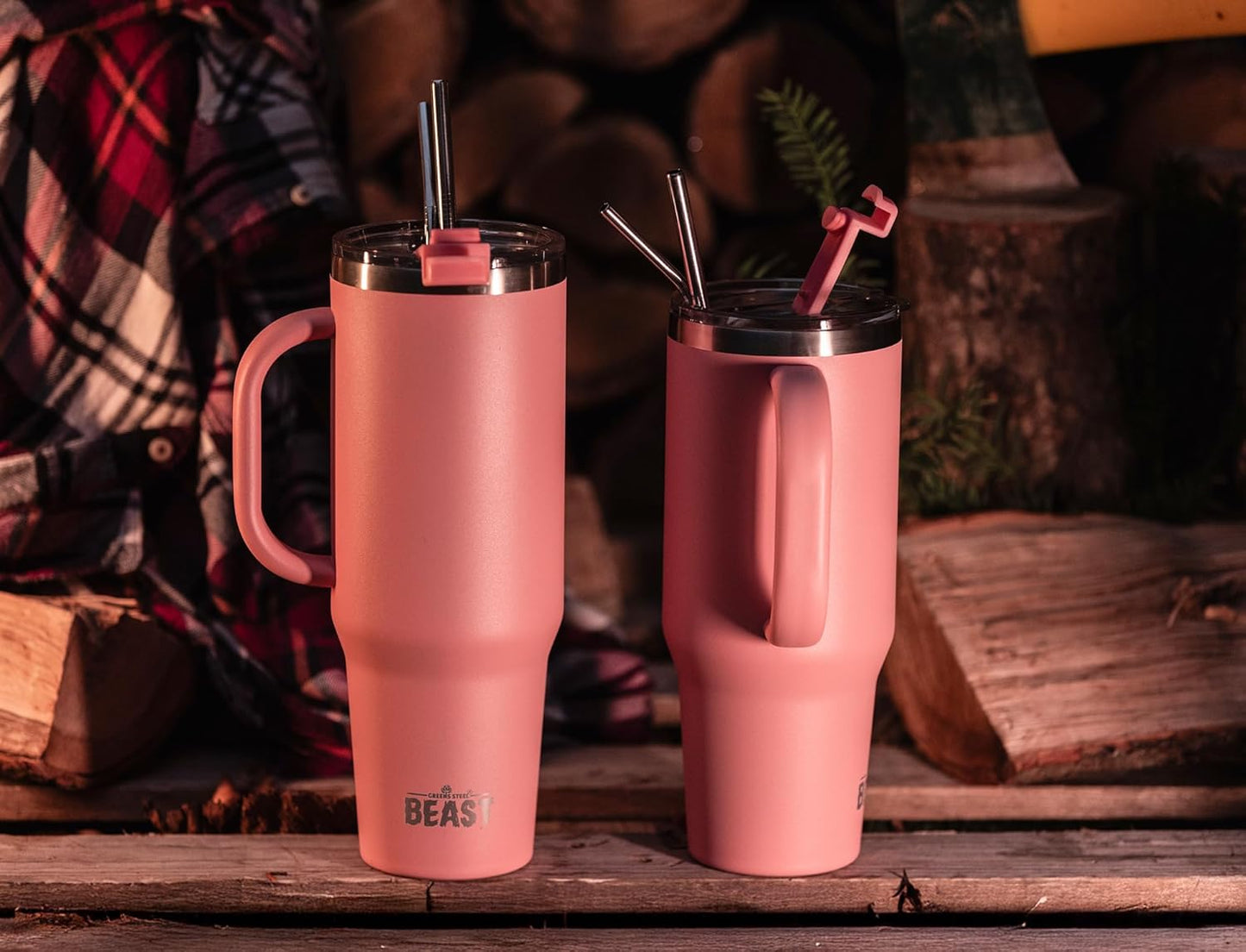 Beast 42 oz Tumbler Stainless Steel Vacuum Insulated Coffee Ice Cup Double Wall Travel Flask (Blossom Pink)