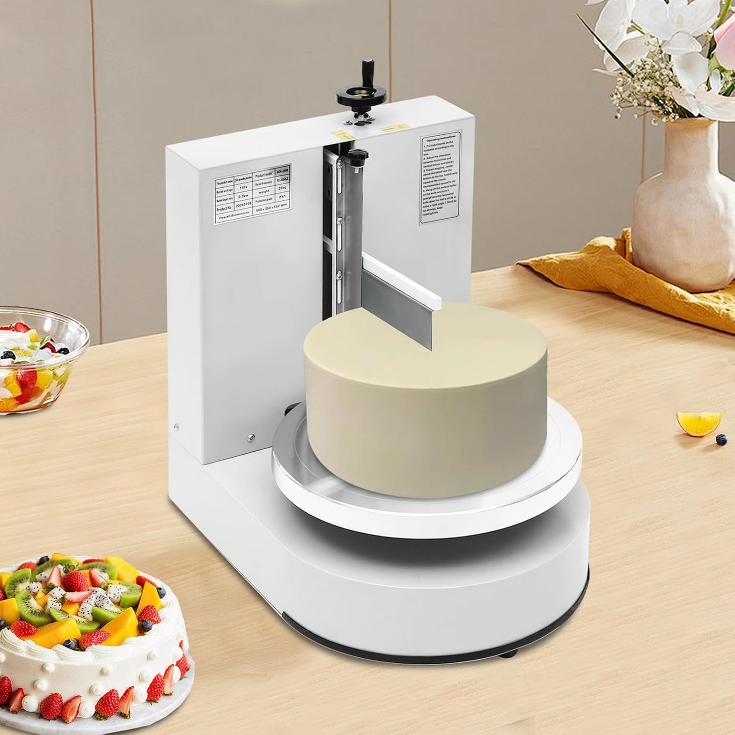 Cake Decorating Coating Machine Cream Spreading Automatic Frosting Turntable with Graduated Scraper for 4-12inch Cakes, 30-200RPM Rotating Speed