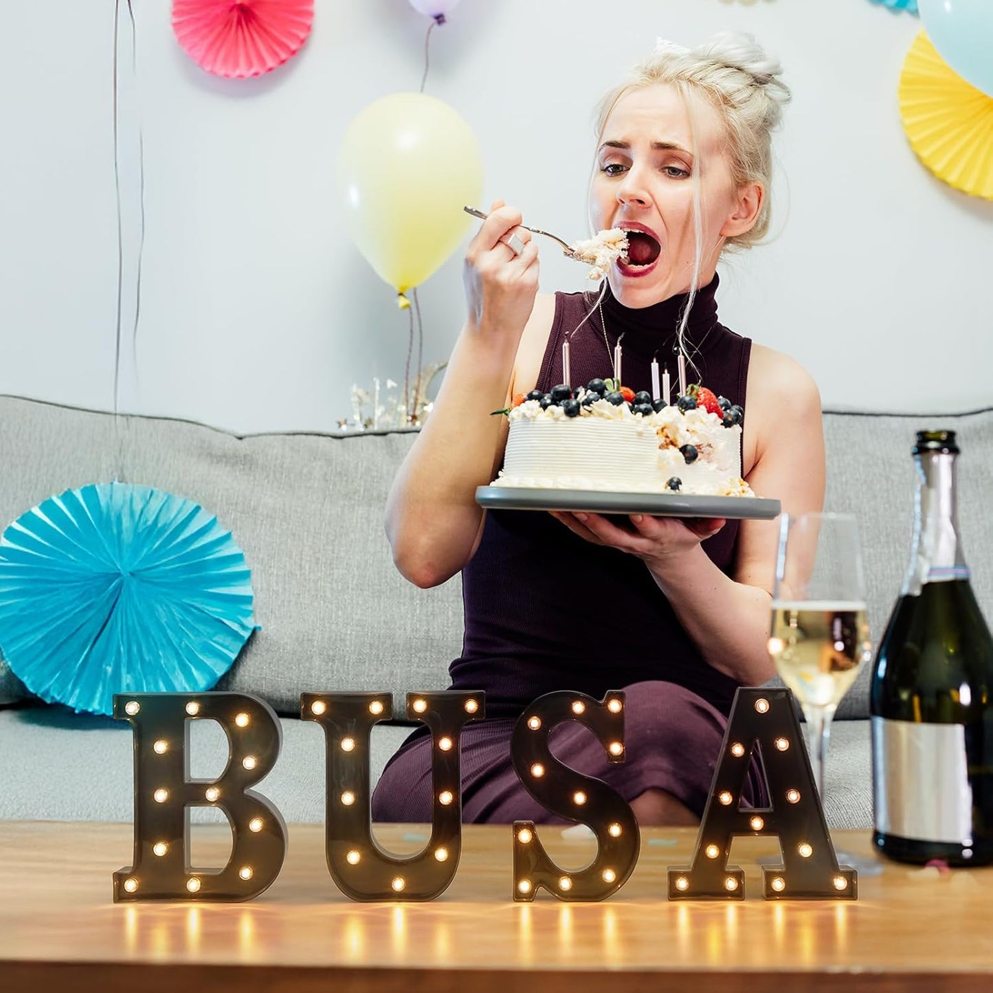 Foaky Black LED Letter Lights for Room Decor - Bedroom Wall Decor, Alphabet Lights for Home, Wedding, Party - Battery Operated (J)