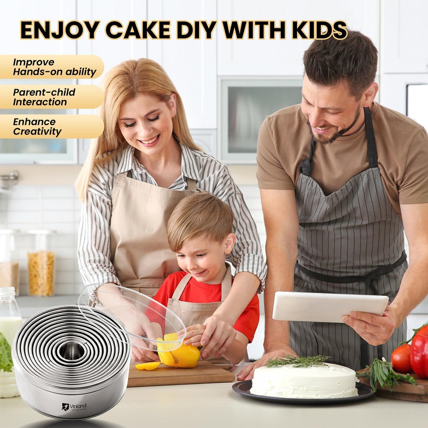 12-Piece 304 Stainless Steel Biscuit Cutter Set, Round Cookie Cutters for Baking (1/2/3/4/5'') with PP Storage Box, Dough Pastry Cake Circle Cutting Ring Molds, Non-Rust Double Thickness & 2.1‘’ High