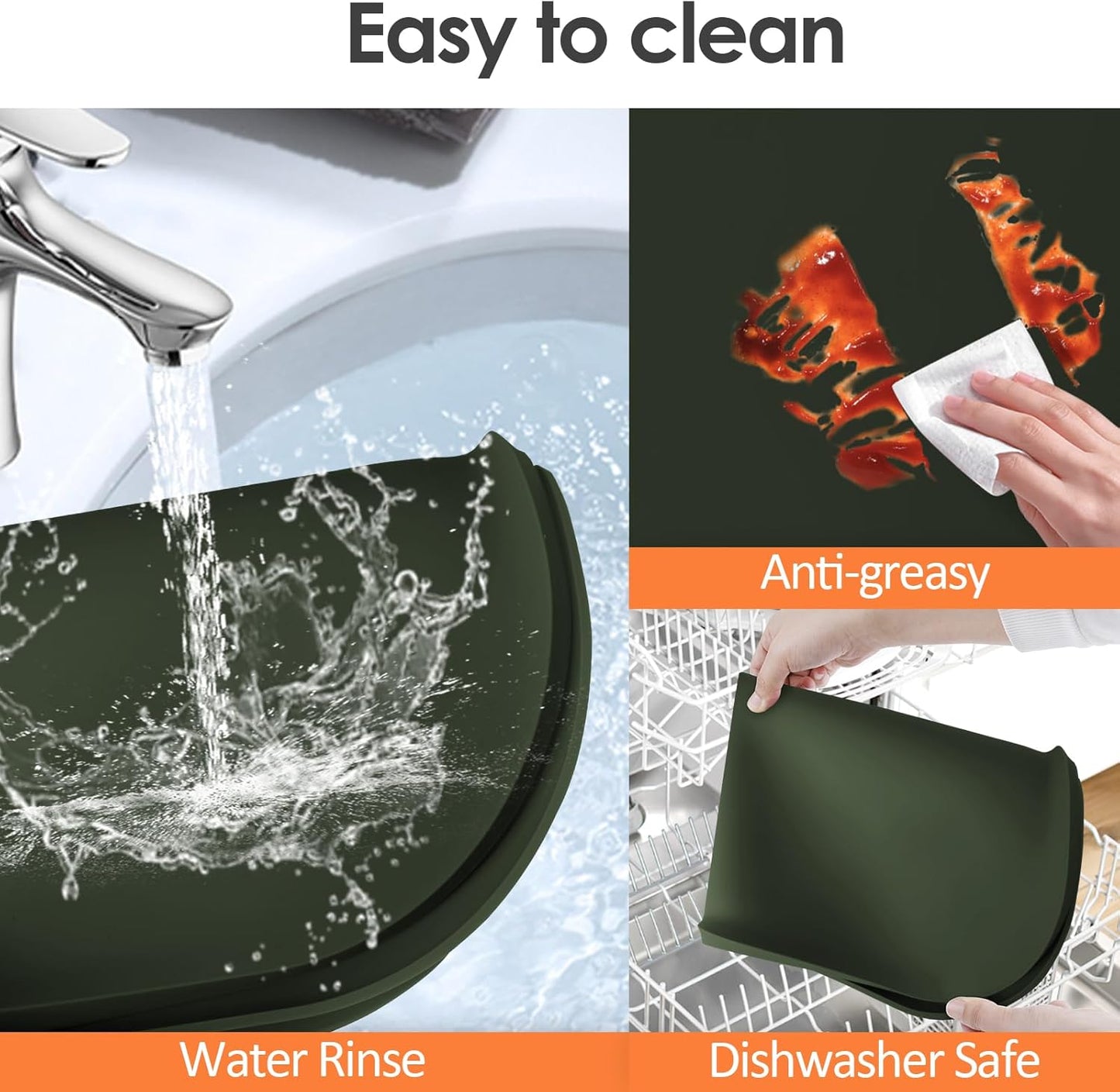 Silicone Coffee Maker Mat with Lip, 24'' x 16'' Heavy Duty Coffee Maker Mat for Countertops, Coffee Tray Fit Under Coffee Machine Appliance Automatic Machines Espresso Accessory, Dark Olive