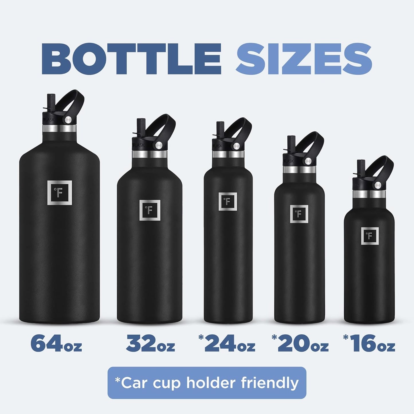 IRON °FLASK Sports Water Bottle - 24 Oz - 3 Lids (Narrow Straw Lid) Leak Proof Vacuum Insulated Stainless Steel - Hot & Cold Double Walled Insulated Thermos, Durable Metal Canteen