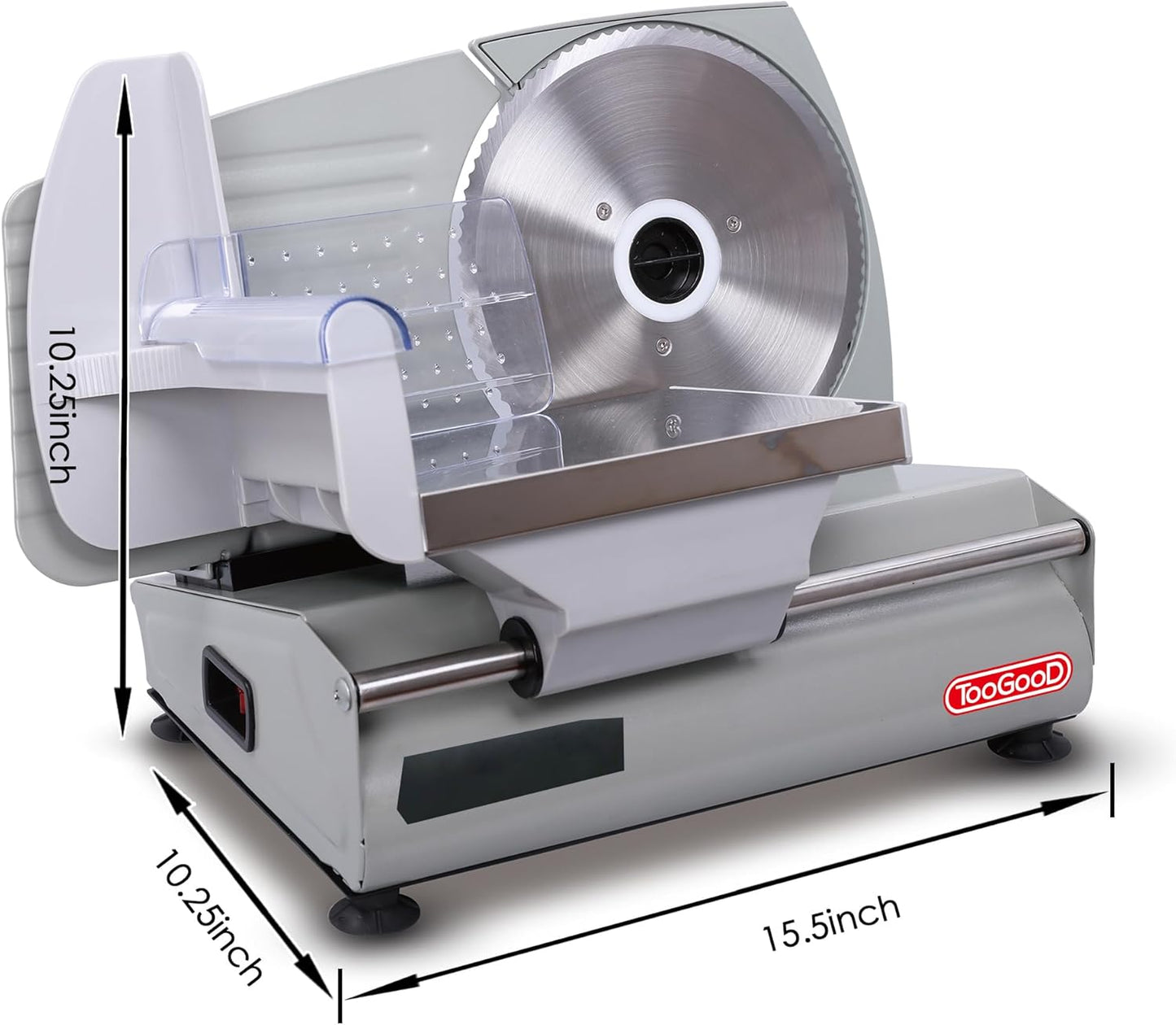 TOOGOOD 7.5" Meat Slicer, Electric Food Slicer Machine with Stainless Steel Blade, Adjustable Thickness for Home Use, Easy to Clean, Cuts Meat, Bread, Cheese and Deli, Sliver