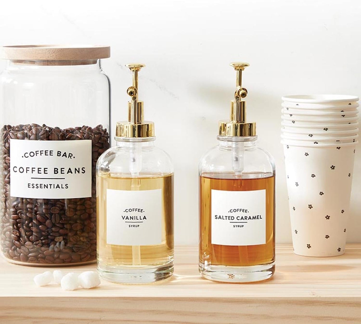 Santa Barbara Design Studio Coffee Bar Gifts Glass Coffee Canister with Wood Lid, 84-Ounce, Clear