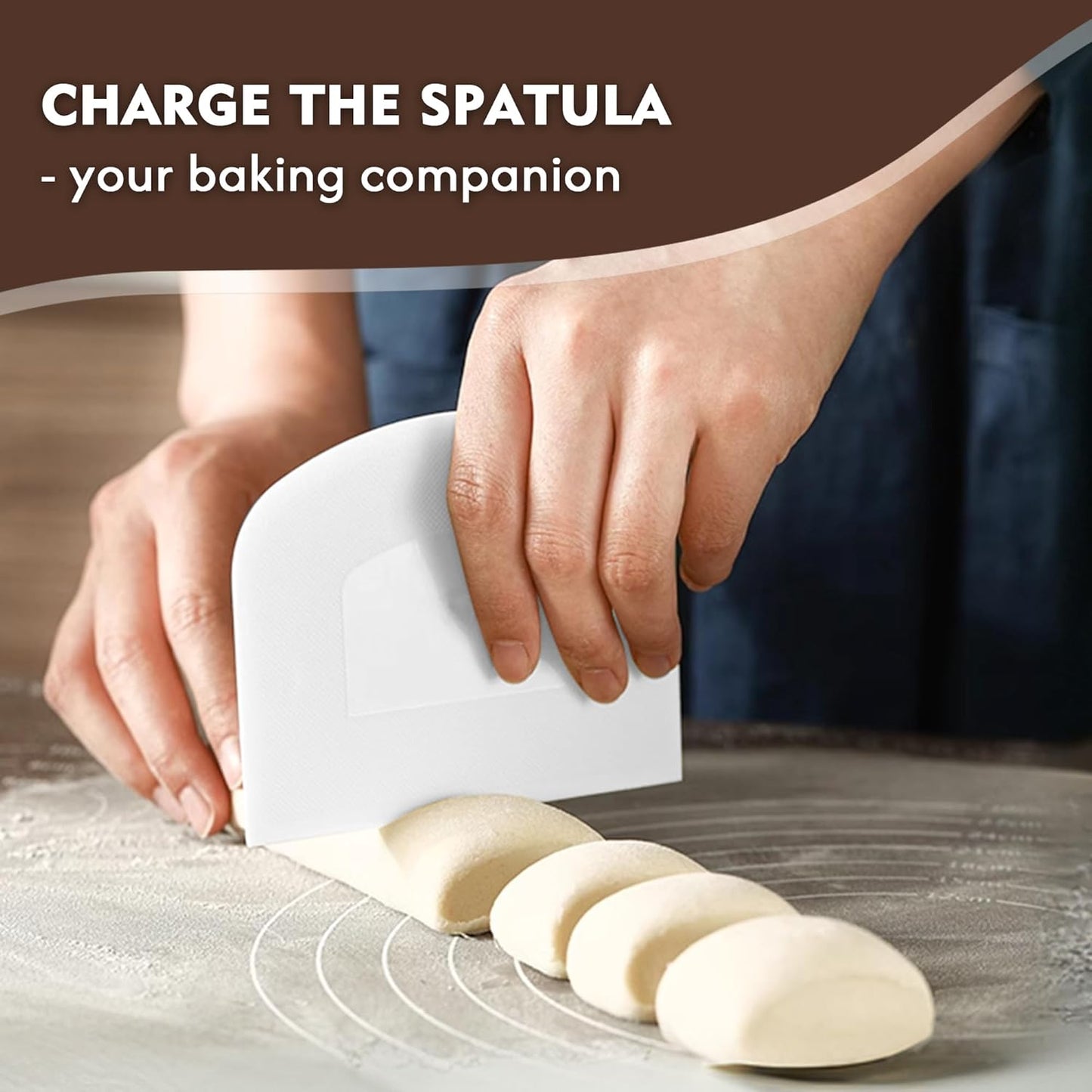 5-Cup Flour Sifter for Baking, Large Capacity Stainless Steel Hand Press Sifter with Double-Layer Fine Mesh - Includes Bonus Dough Scraper/Cutter for Bread & Pastry (White)