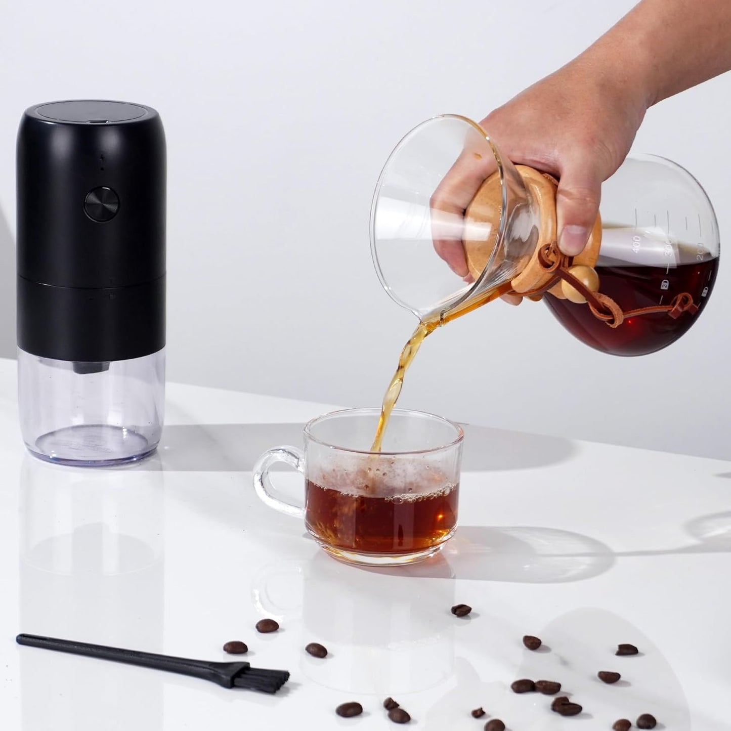 Pour Over Coffee Dripper Set, Hand Drip Coffee Maker Set, All in One Pour Over Kit with Electric Grinder, Coffee Dripper Set, Ideal for Anniversary Birthday Gift