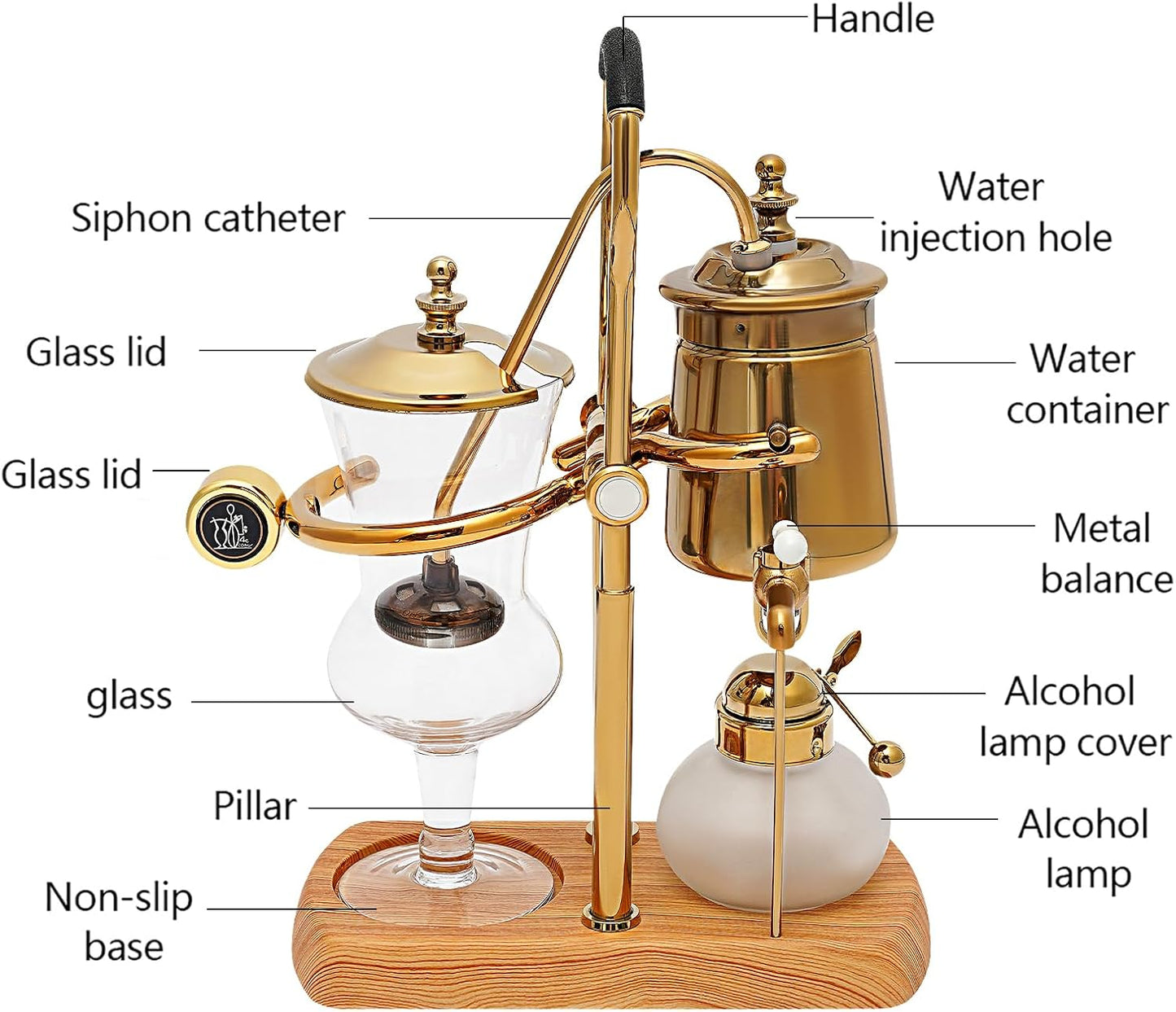 Retro Coffee Brewer,Belgium Luxury Royal Family Balance Syphon Coffee Maker,Vintage Coffee Maker with Filter