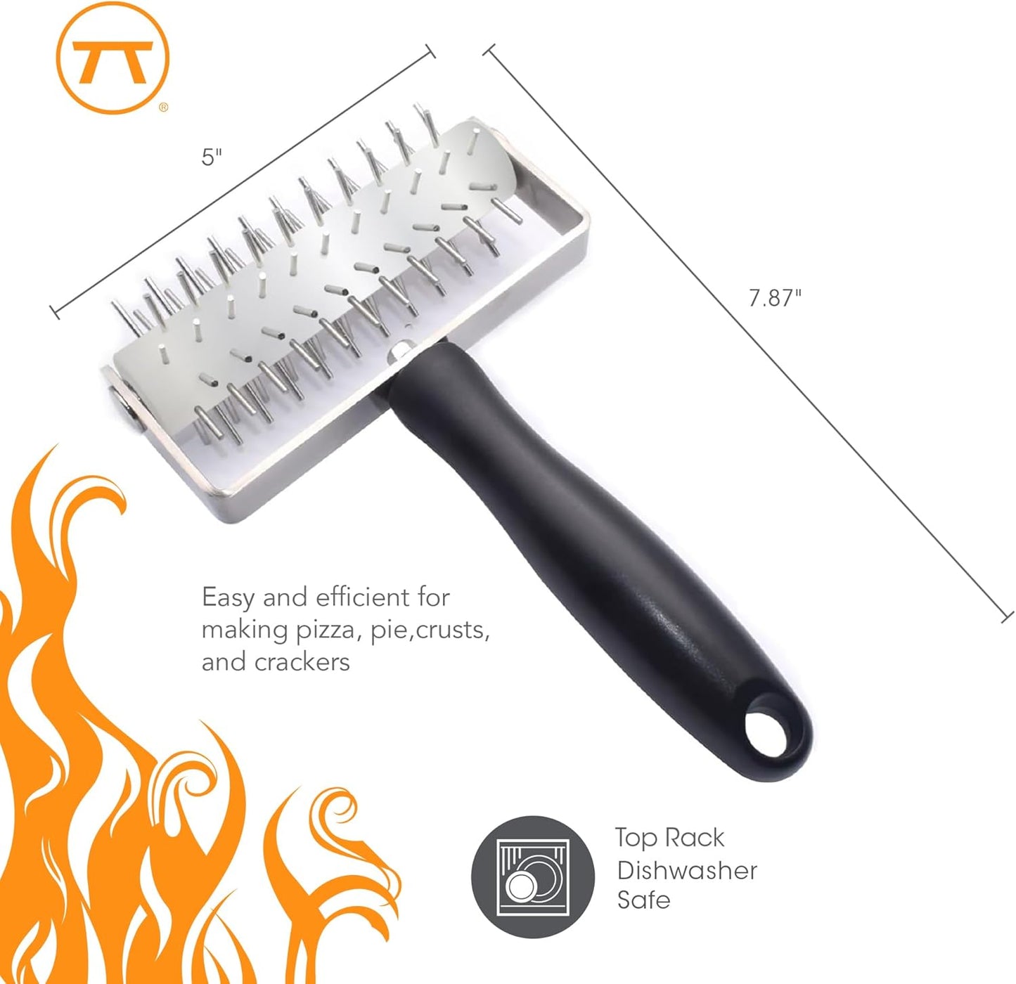 Outset Pizza Dough Docker, 5" x 8" Pizza Accessory That Prevents Bubbles