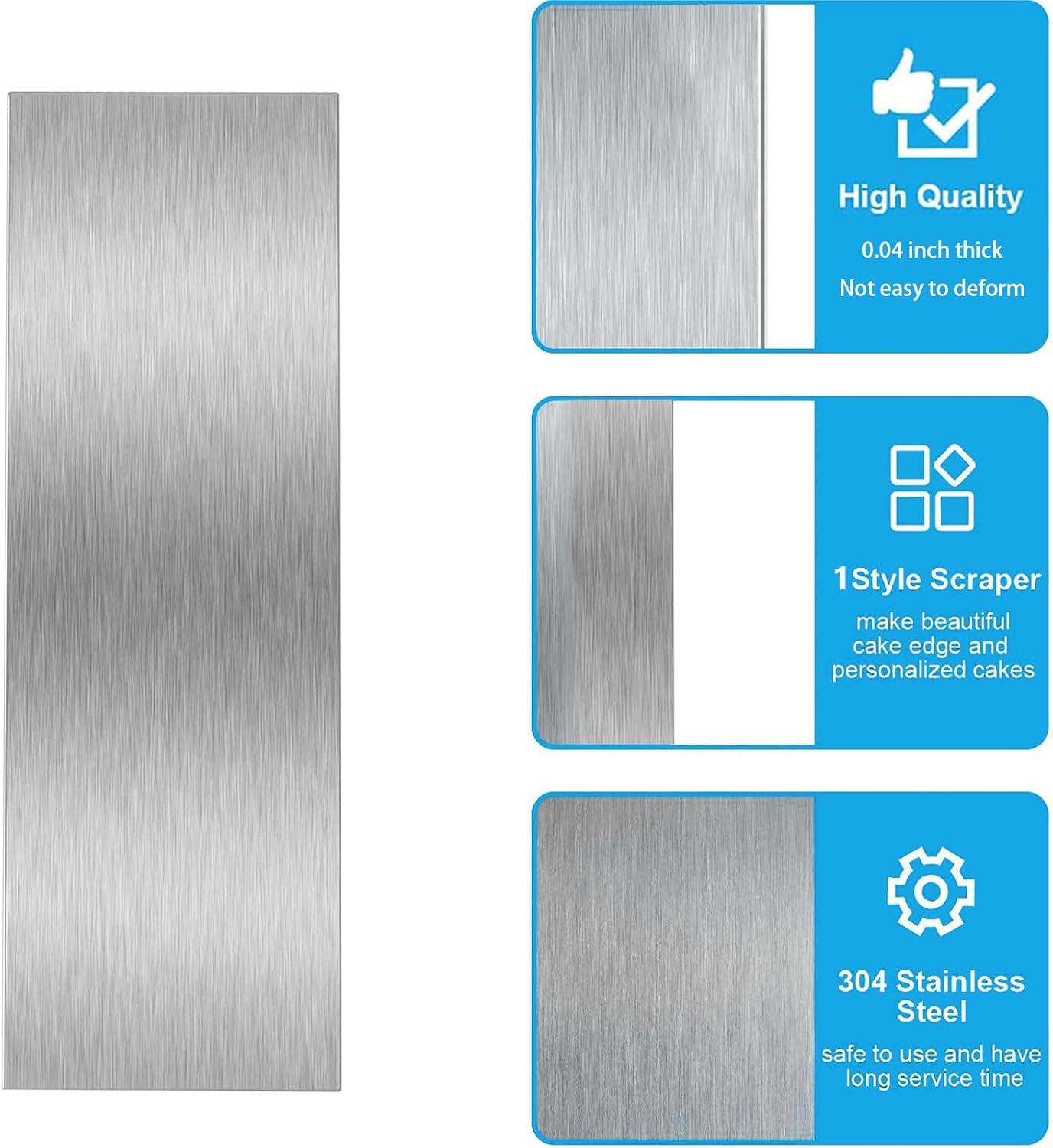 8.7 Inche Stainless Steel Cake Scraper,Double Sided Patterned Edge Stripe Edge Smoother Scraper Cake Decorating,Cake Decorating Comb Cake Scraper (1, 1-2)