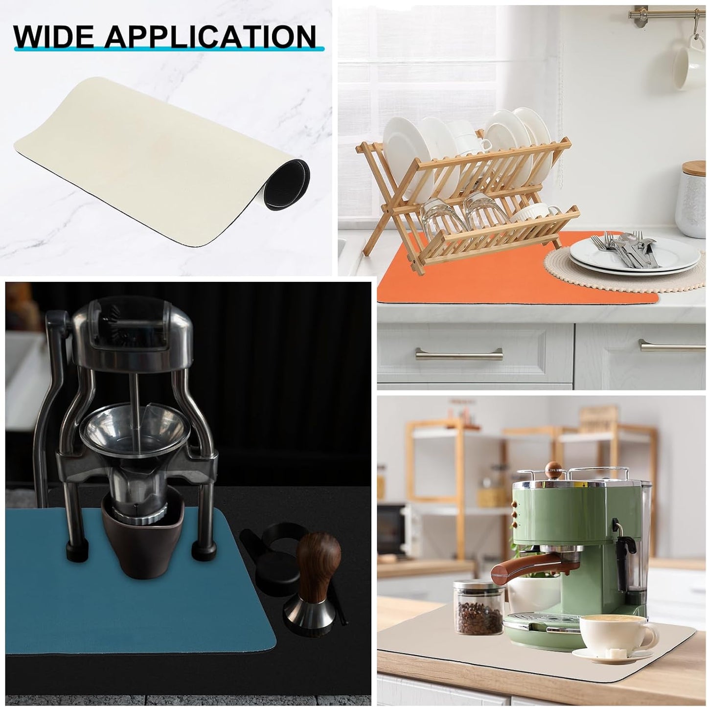 uxcell Silicone Mats for Kitchen Counter, 23.6" x 15.7" Non-Slip Countertop Protector Mat Heat Resistant Coffee Mat Waterproof Table Placemat, Beige