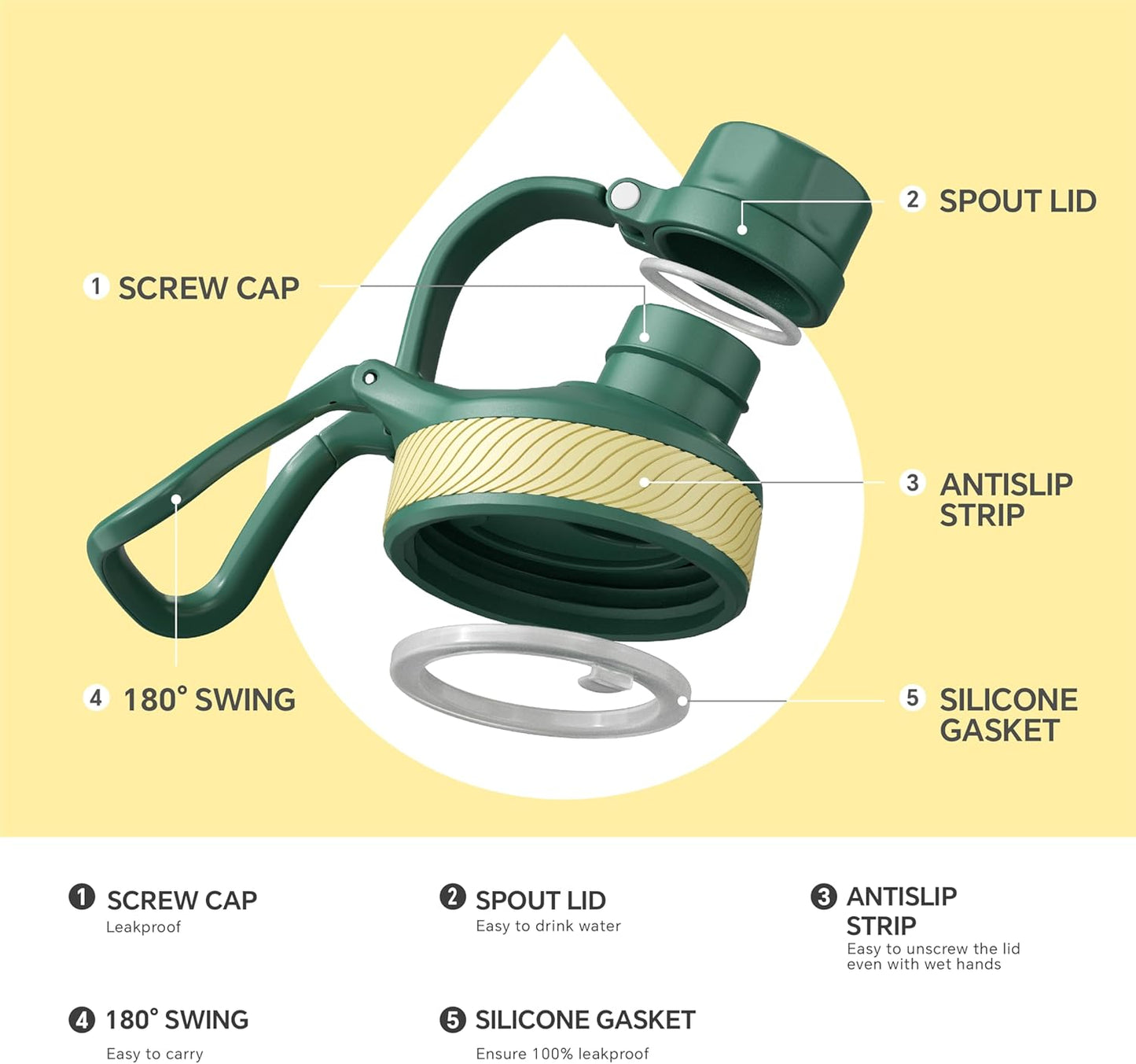 IDEUS Insulated Water Bottle 12oz, Stainless Steel Insulated Water Bottle For School, Insulated Bottles With Straws Leakproof, Vacuum Double Wall Water Bottles For Boys And Girls With 2 Lids, BPA Free