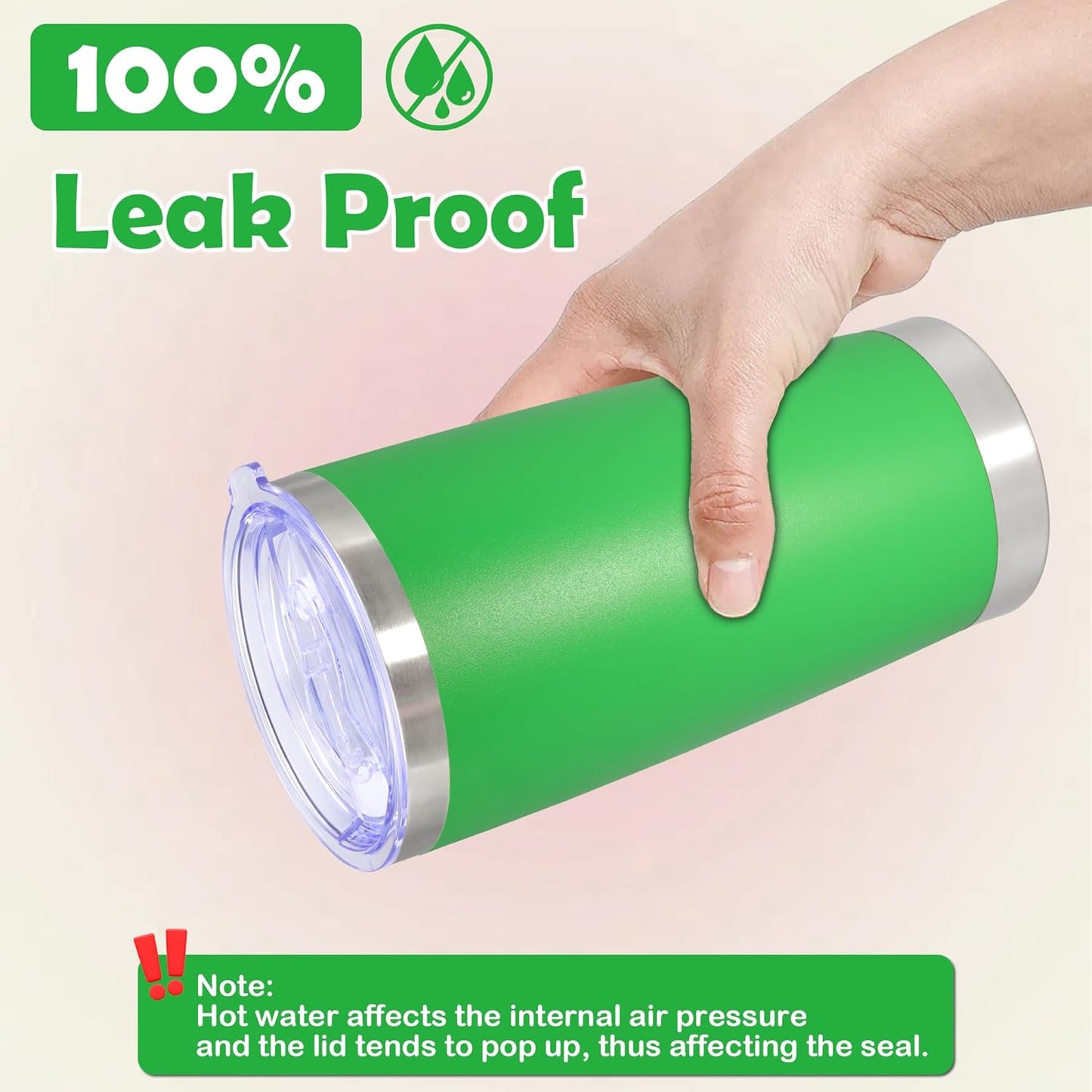 20oz Tumbler Stainless Steel Tumbler Cup with Lid Vacuum Insulated Double Wall Travel Mug, Durable Powder Coated Travel Coffee Tumbler Mug for Hot & Cold Drinks, Green,1 Pack