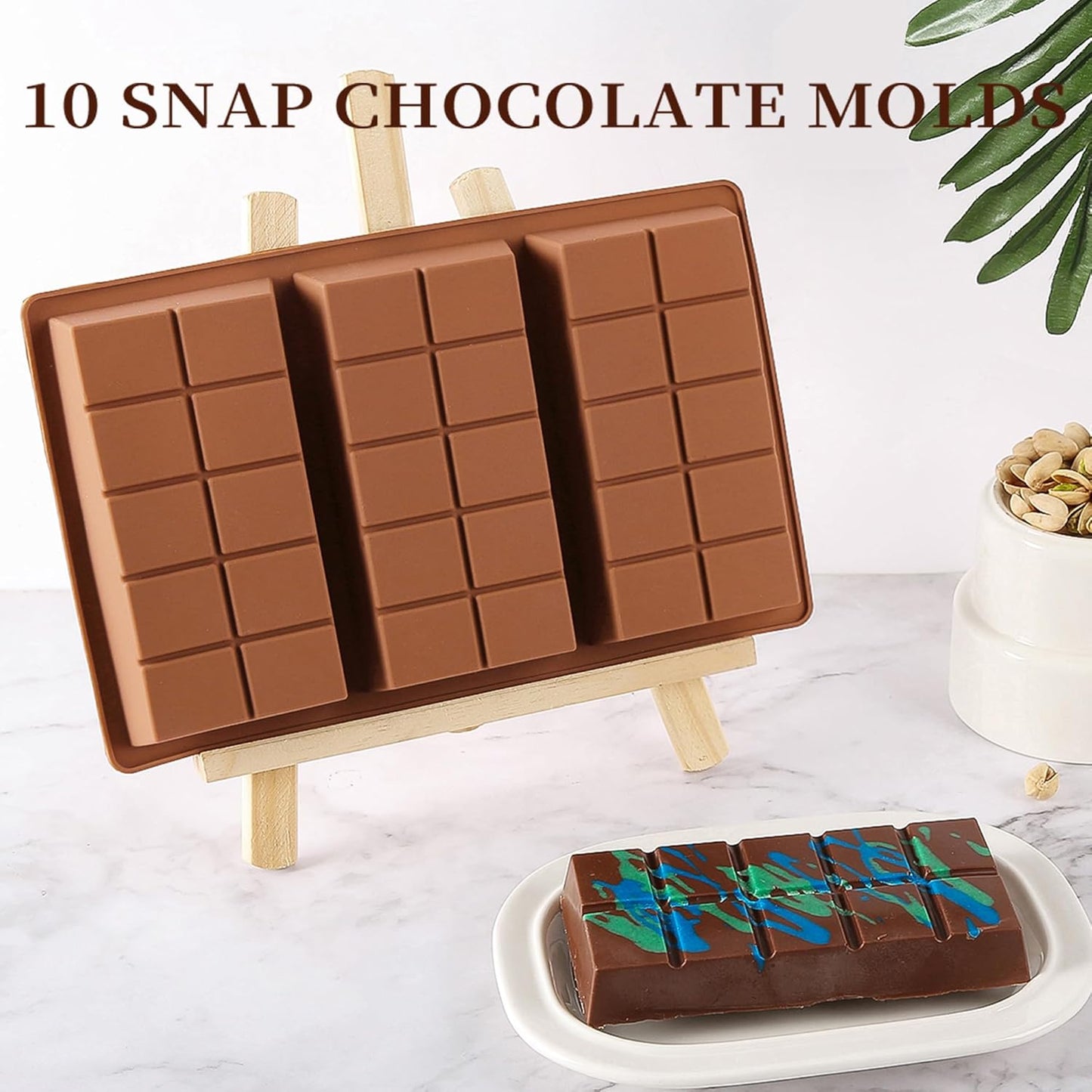 1 Inch Deep Chocolate Bar Mold, 3 Cavity Large Dubai Chocolate Molds, Thick Candy Bar Mould for Filling(3 Packs)