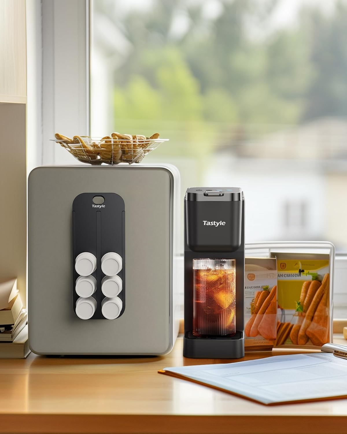 Magnetic K-Pod Organizer for K Cup Coffee Pods, Self-Magnetic Coffee Pod Holder and Storage Drawer, Suitable to be Mounted on Iron Surfaces - Refrigerator (Black&Gray)