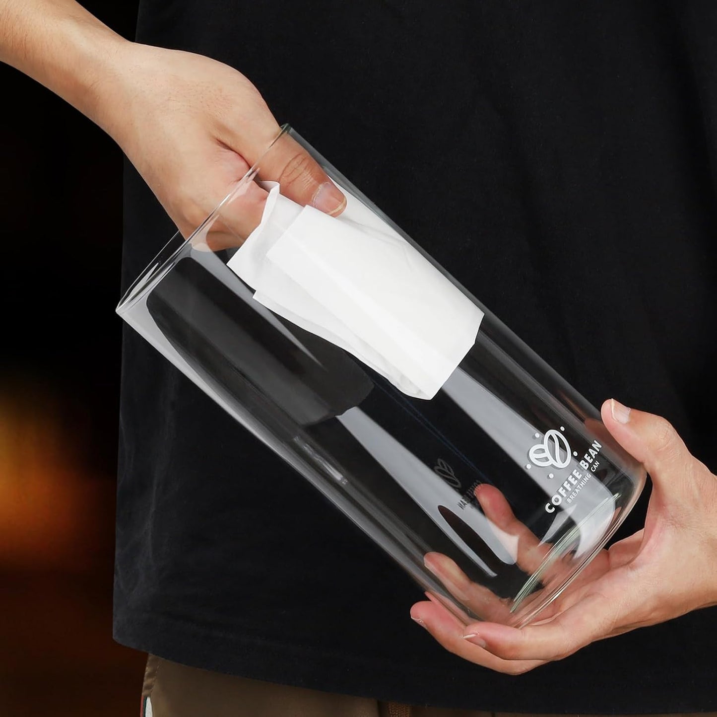 Glass Coffee Storage Canister, 57oz Airtight Coffee Bean Container with One-way CO2 Valve, Seal Locking Lid, and Date Tracker - Premium Glass Canister for Fresh Beans