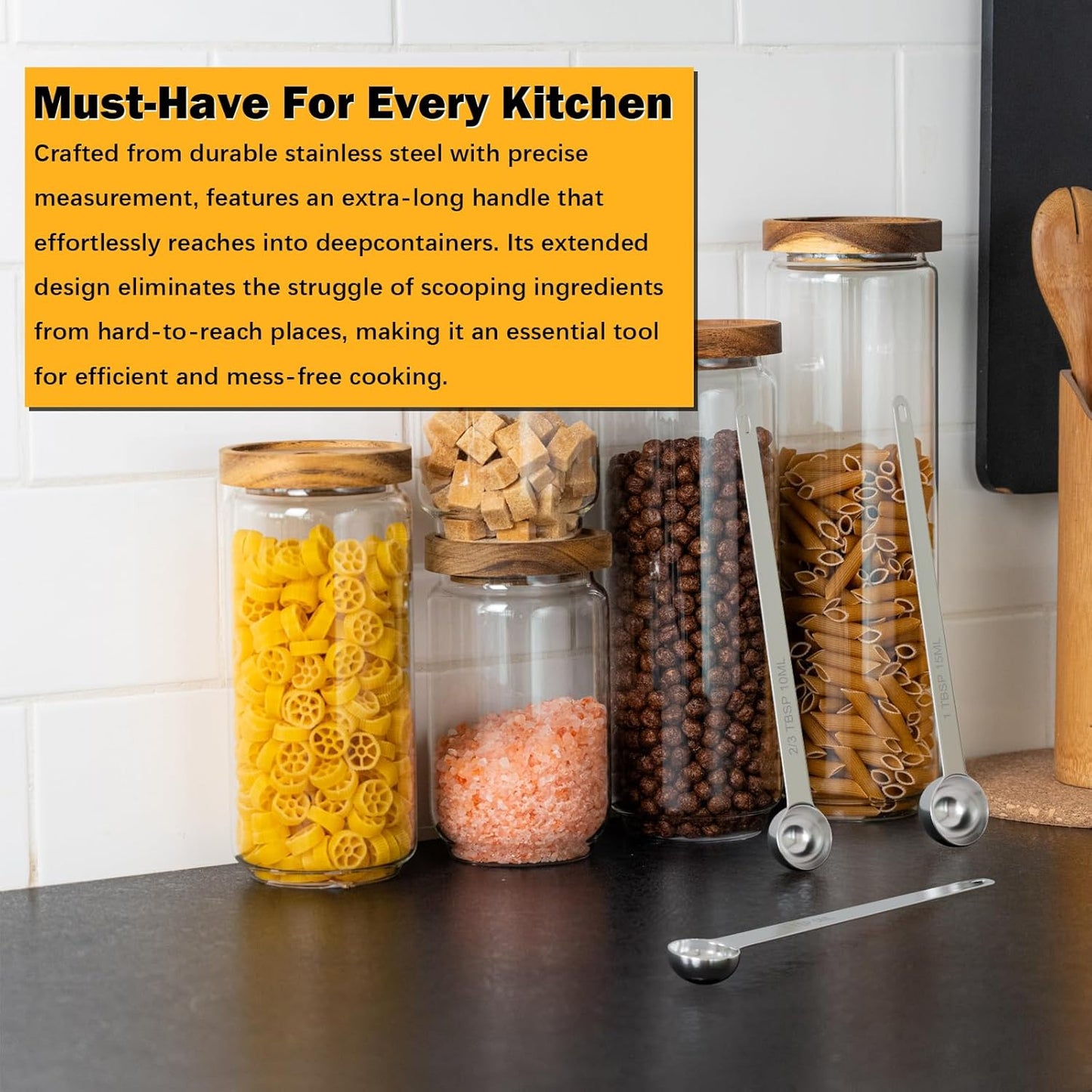 1PCS 1Tbsp(3tsp, 15ml) Extra Long Handle Measuring Spoon, Single Stainless Steel Individual Measure Scoop Only