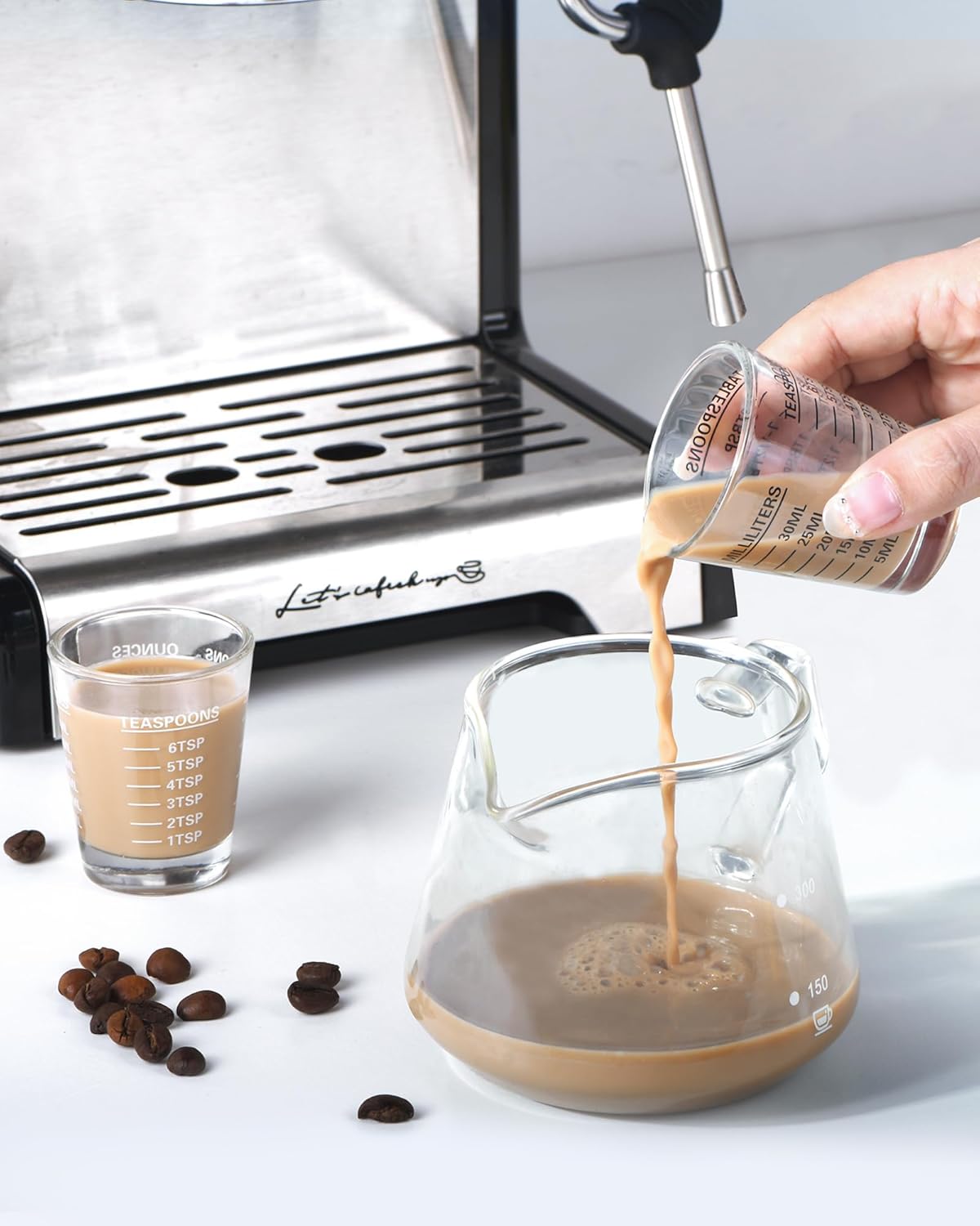 Shot Glasses Measuring Cup Set 4PACK Espresso Shot Glasses Liquid Heavy Glass 26-Incremental Measurement 1 OZ, 2 TBS, 6 TSP, 30 ML Kitchen Tools (Black)