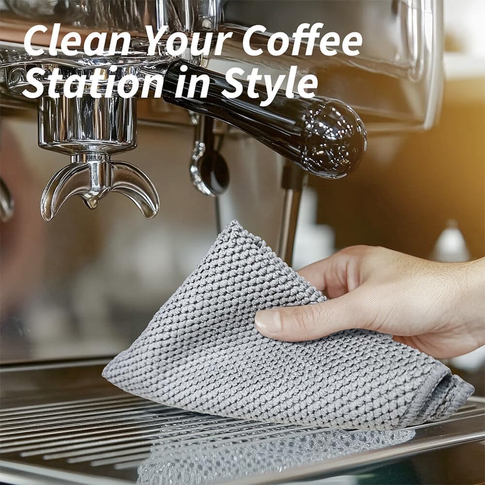 Espresso Accessories Barista Towels 6 Pack – Microfiber Cleaning Cloths for Espresso Machines, Steam Wands & Countertops – Essential Coffee Bar Accessories, 12"x12"