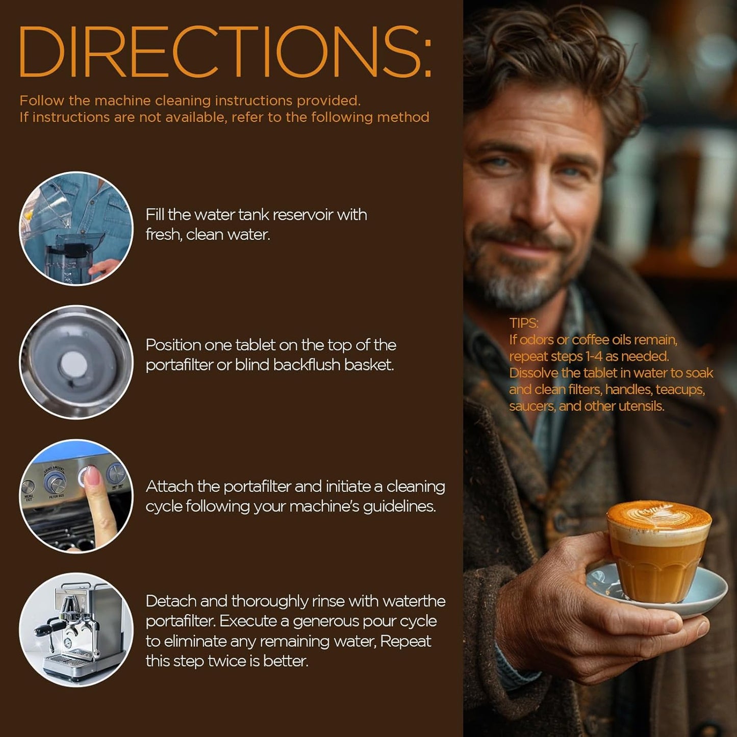 Espresso Machine Cleaning Tablets,16 Pack Coffee Machine Descaler Compatible with Breville, Gaggia, Delonghi, Jura, Coffee Oil Remover Tablets Suitable for use with all Espresso machines