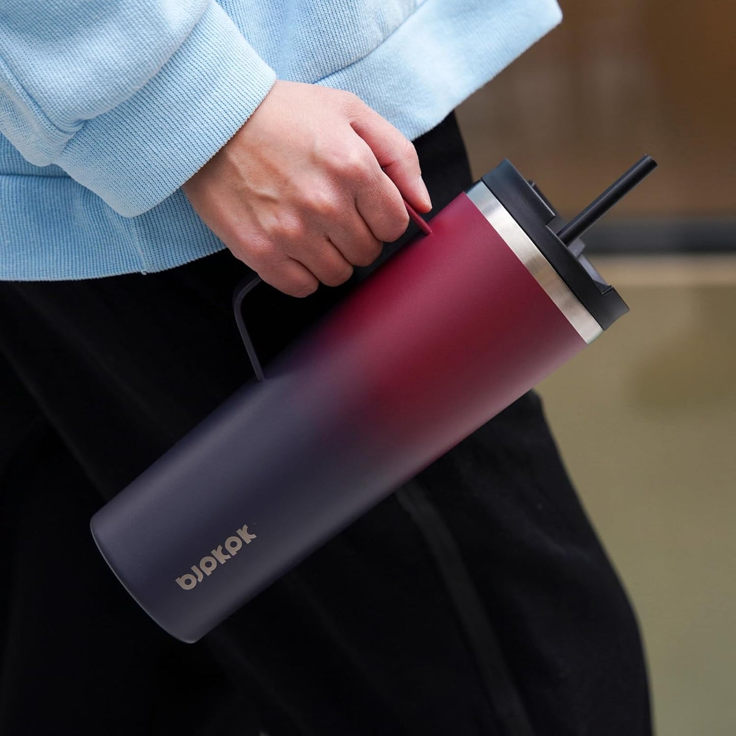 BJPKPK Insulated Tumbler with Handle, 22oz Insulated Tumblers with Lid and Straw, Stainless Steel Metal Water Bottles, Coffee Travel Mugs, Cups, Sea