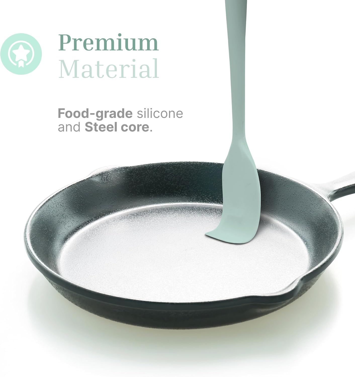 Silicone Utensils 4-Piece Set – Rubber Spatula, Pastry Brush, Slotted Turner, and Rice Paddle – Complete Heat-Resistant Set for Non-Stick Cookware – Kitchen Tools for Cooking and Baking – Pastel Green