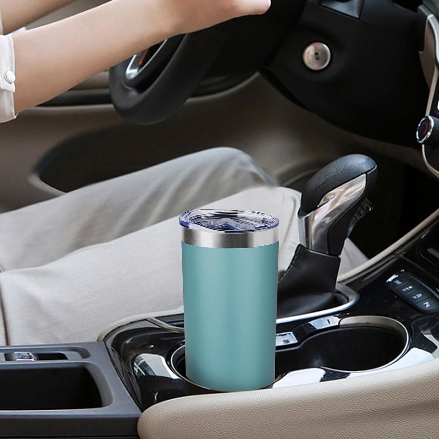 20 oz Skinny Tumblers with Lid and Straw,Stainless Steel Vacuum Insulated Tumbler Cup Double Wall Travel Coffee Mug, Thermal Water Tumbler for Hot and Cold Drinks(Glacier blue,4)