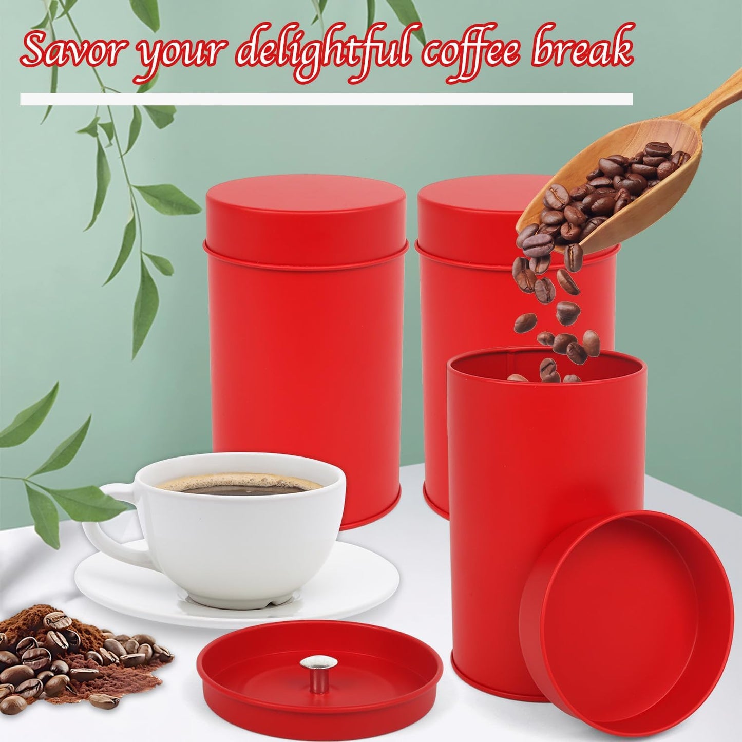 Tea Canister, 6 Pack Tea Tin Loose Leaf Tea Storage Tea Tins For Loose Tea, Tea Storage Loose Leaf Metal Tea Tin Canister For Loose Tea Storage Coffee Sugar Candy Herbs And Spices (Red)