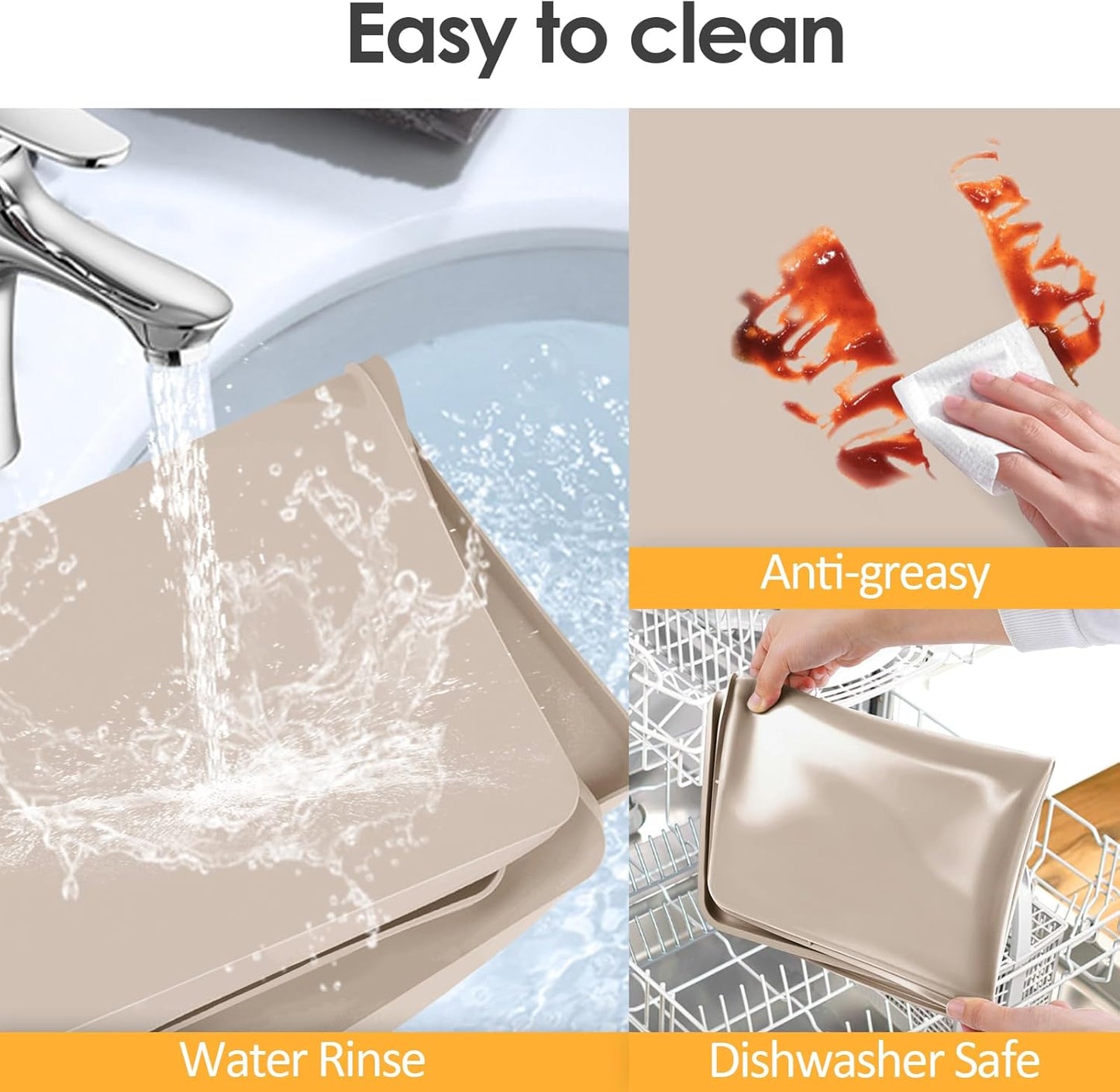 Silicone Coffee Maker Mat with Lip, 19.7'' x 15'' Heavy Duty Coffee Maker Mat for Countertops, Coffee Tray Fit Under Coffee Machine Appliance Automatic Machines Espresso Accessory, Khaki