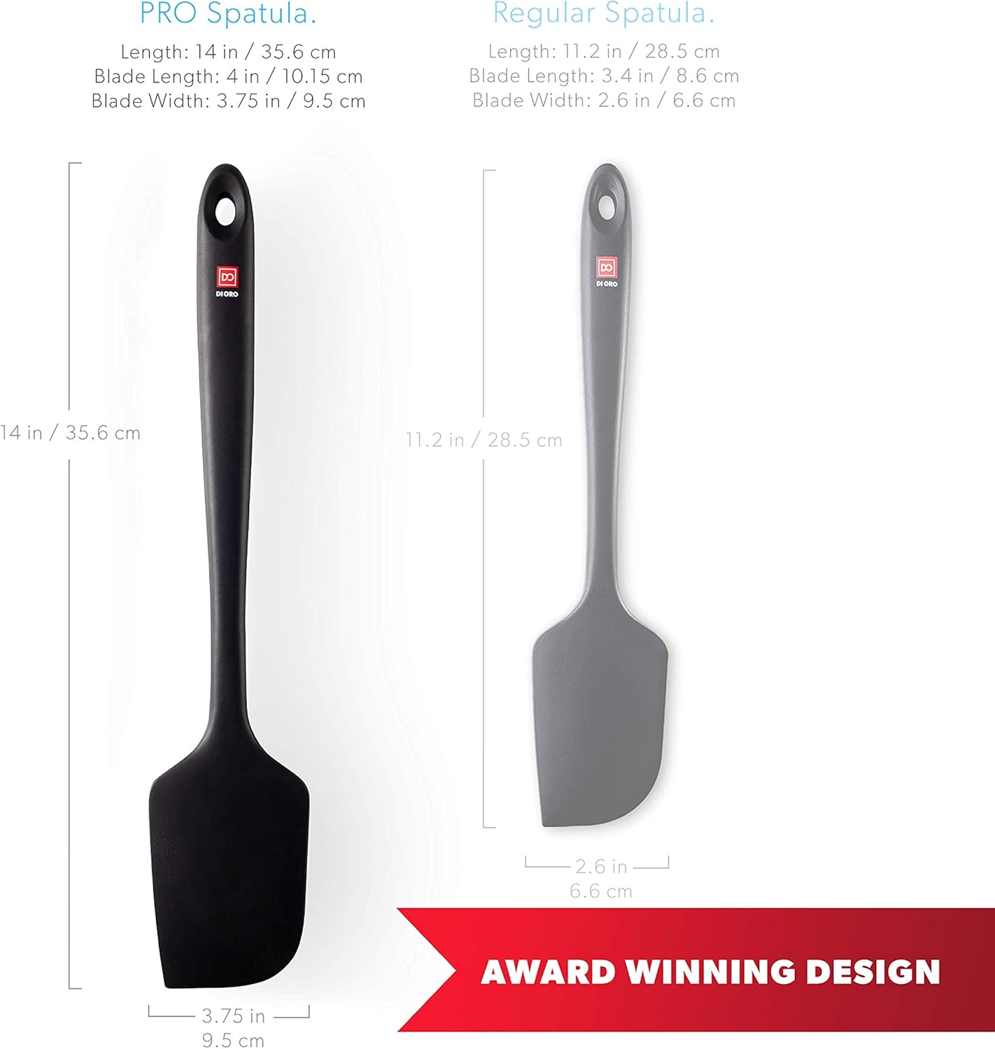 DI ORO Seamless Series Pro 14 Inch Extra Large Silicone Spatula - 600°F Heat-Resistant Rubber Spatula - Great for Baking, Cooking, and Scraping - BPA Free and LFGB Certified Food Safe Silicone (Black)