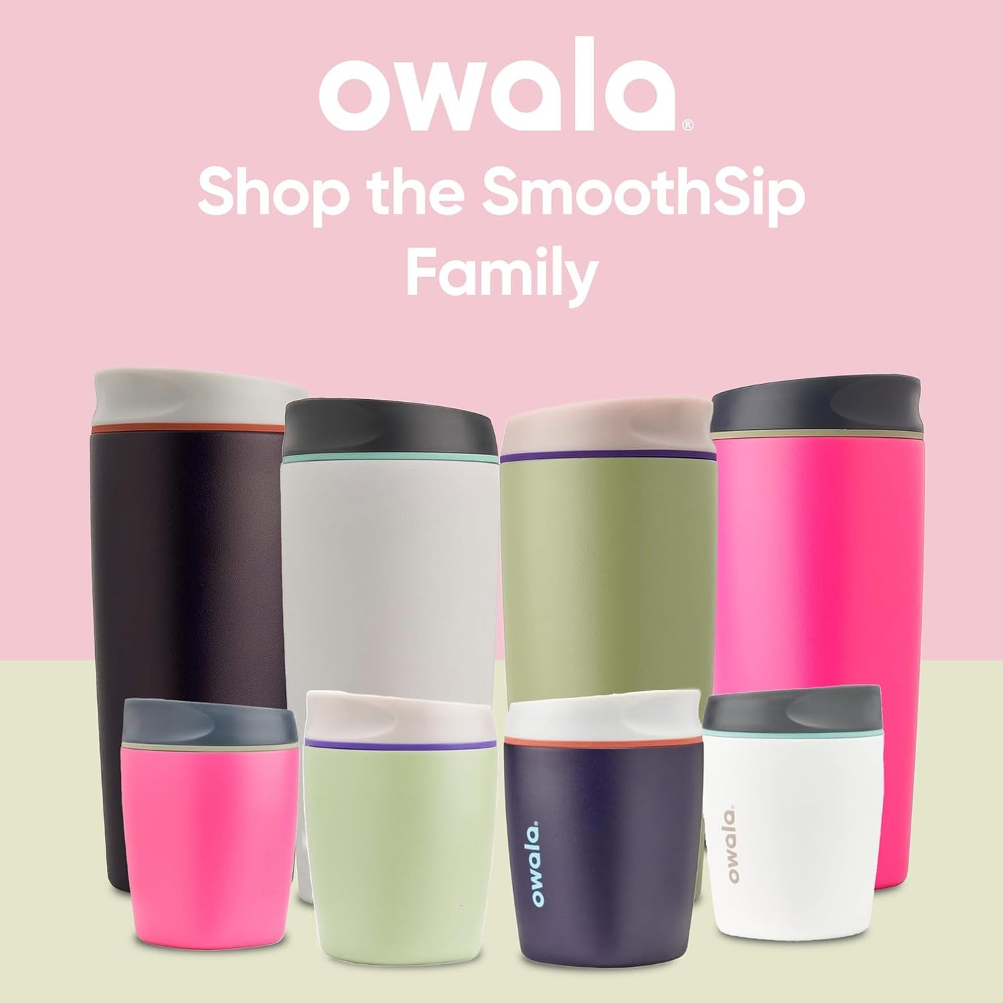 Owala SmoothSip Insulated Stainless Steel Coffee Tumbler, Reusable Iced Coffee Cup, Hot Coffee Travel Mug, Perfect for Cappuccino, BPA Free, 10 oz, Gray (Cloudscape)