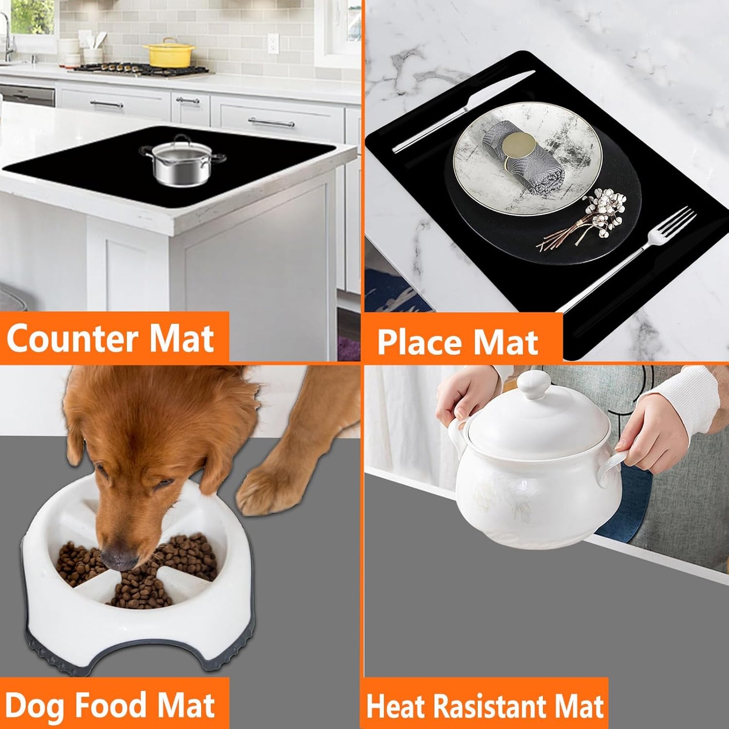 120" x24''(305cmx60cm) Extra Large Silicone Mat for Kitchen Counter, Heat Resistant Countertop Protector, Non-Slip Waterproof Kitchen Island Mat, Easy to Clean, Semitransparent