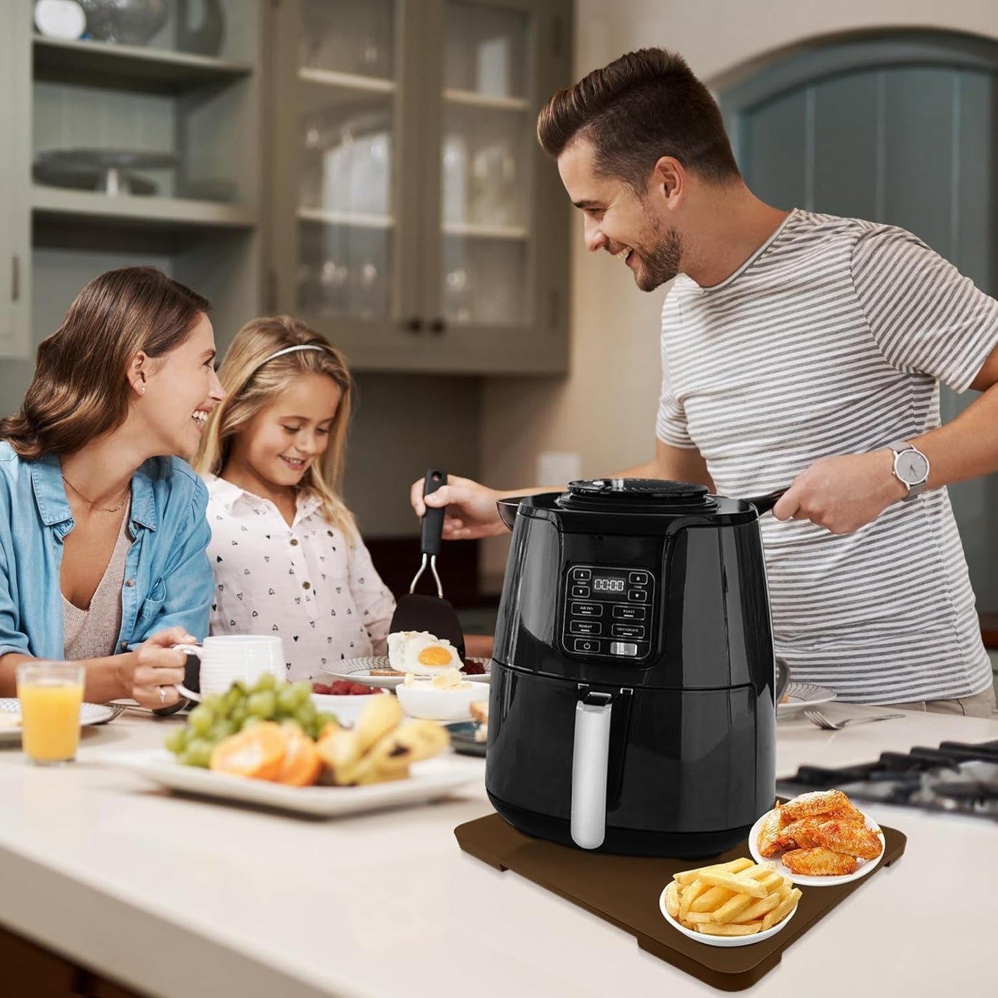 360° Rolling Tray Bamboo Appliance Slider for Kitchen Appliances, for Breville Espresso Machine Accessories, Sliding Tray for Coffee Maker Appliances Mat Easily from Under The Cabin Brown13"×15.7"