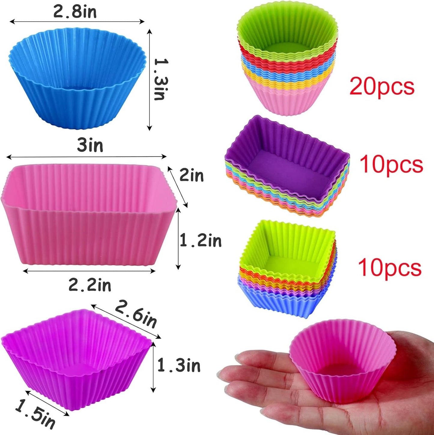 XANGNIER 40 Pcs Silicone Lunch Box Dividers,Reusable Lunch Bento Box Accessories for Kids,Lunchbox Supplies Accessories,Back to School Lunch Essentials,Silicone Cupcake Liners,Muffin Cups