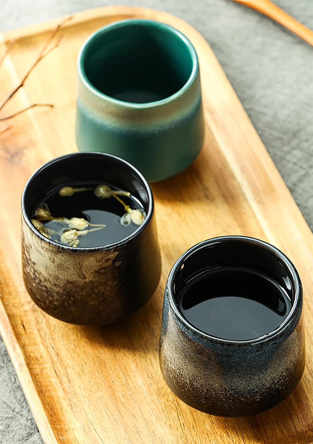 Ceramic Tea Cup, Kung Fu Tea Set, Coffee Cup, Yerba Mate Tea Set 4 piece Ceramic Companion Cup Set, Espresso Coffee Cup, Tea Cup (Gradient color)