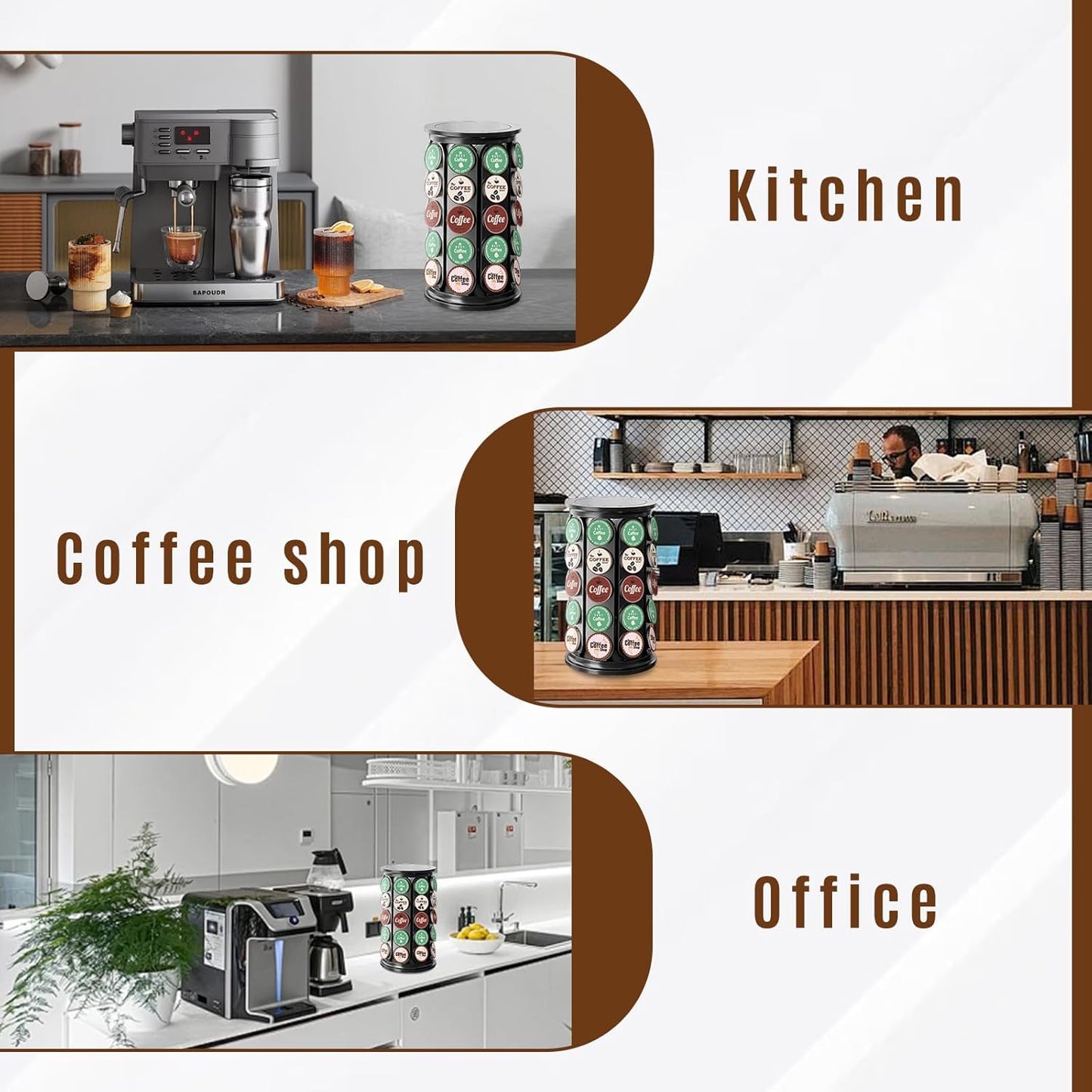 K Cup Holder, Coffee Pod Storage Carousel Holder Organizer Compatible with 40 Keurig K-Cup Pods, Home or Office Kitchen Counter Organizer(Black)