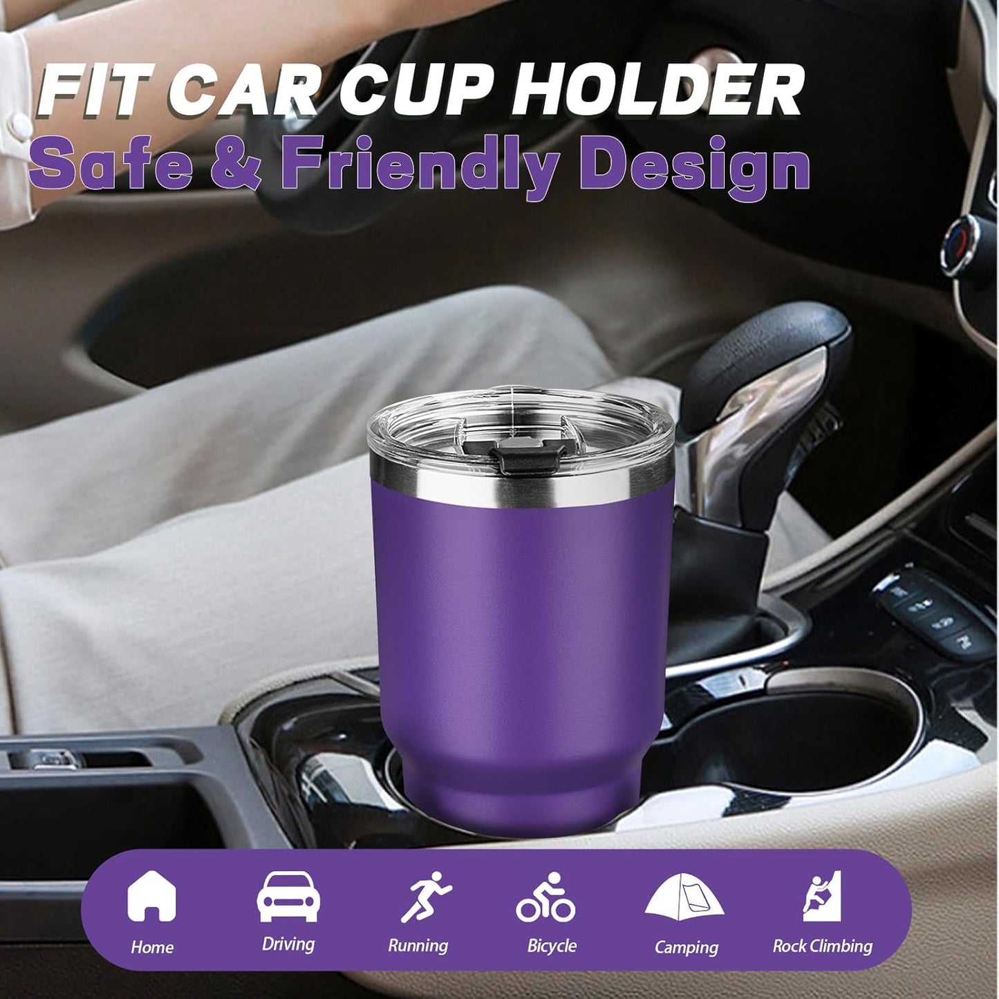 30 oz Tumbler with Lids and Straws, Stainless Steel Insulated Coffee Tumbler, Double Wall Vacuum Insulated Travel Mug Cup, Leakproof Thermal Coffee Cup for Hot and Cold Drinks (Purple)