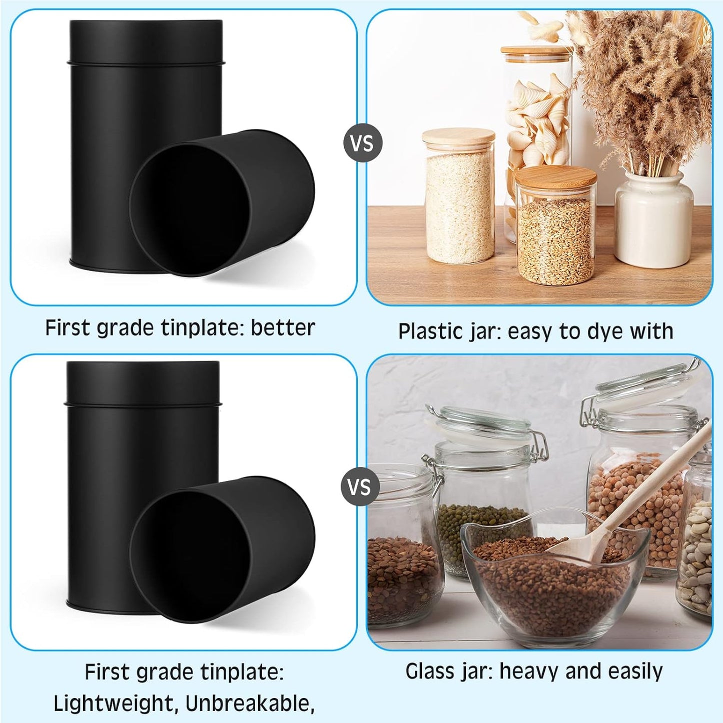 Zopeal 6 Pack Metal Tea Tin Canister with Airtight Double Lids 16 oz Round Tin Can with Lid Double Sealed Small Kitchen Container for Loose Tea Storage Coffee Sugar Candy Herbs and Spices