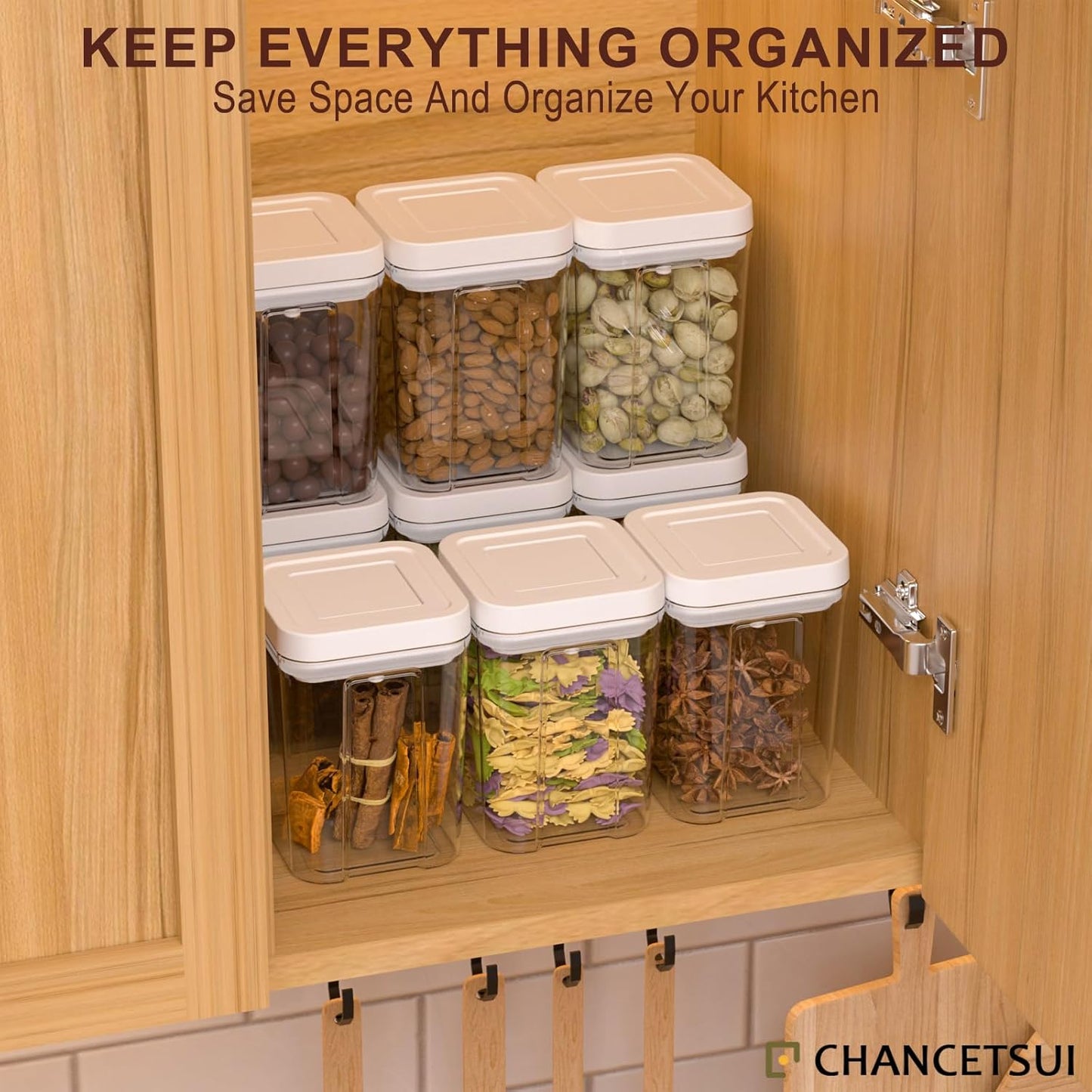 CHANCETSUI Airtight Kitchen Food Storage Containers: Clear Plastic Pantry Organizer with Lids for Baking Ingredients, 4-Piece Canister Set, 1.1 qt /1 L