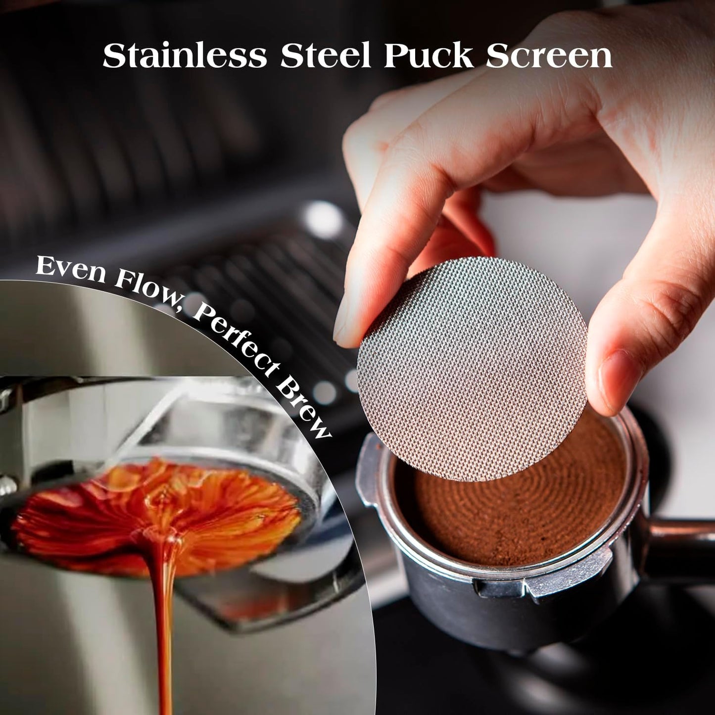7 PCS Espresso Accessories Kit: 53.3mm Espresso Tamper, Coffee Distributor, Puck Screen, Dosing Funnel and WDT Tool Espresso Machine Accessories, Barista Tools for 54mm Portafilters